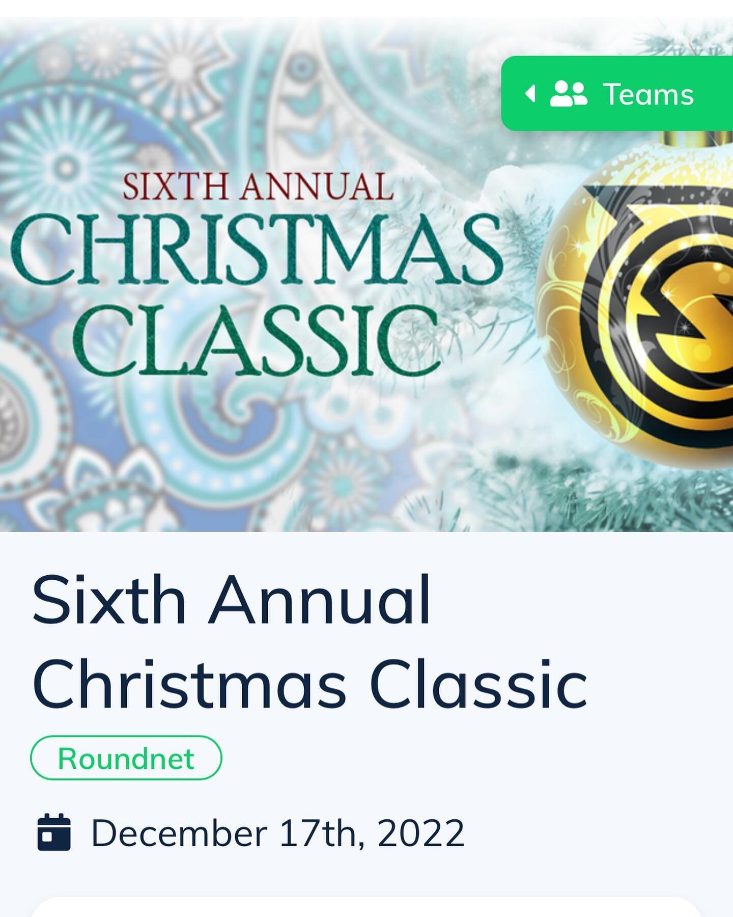 East Roundnet will be hosting the sixth annual Christmas Classic on 12/17/2022 in Palmyra, PA!

A couple things to note: 

1. Housing: 

We are trying to provide housing for as many people as possible. An update with how to apply for that will come i