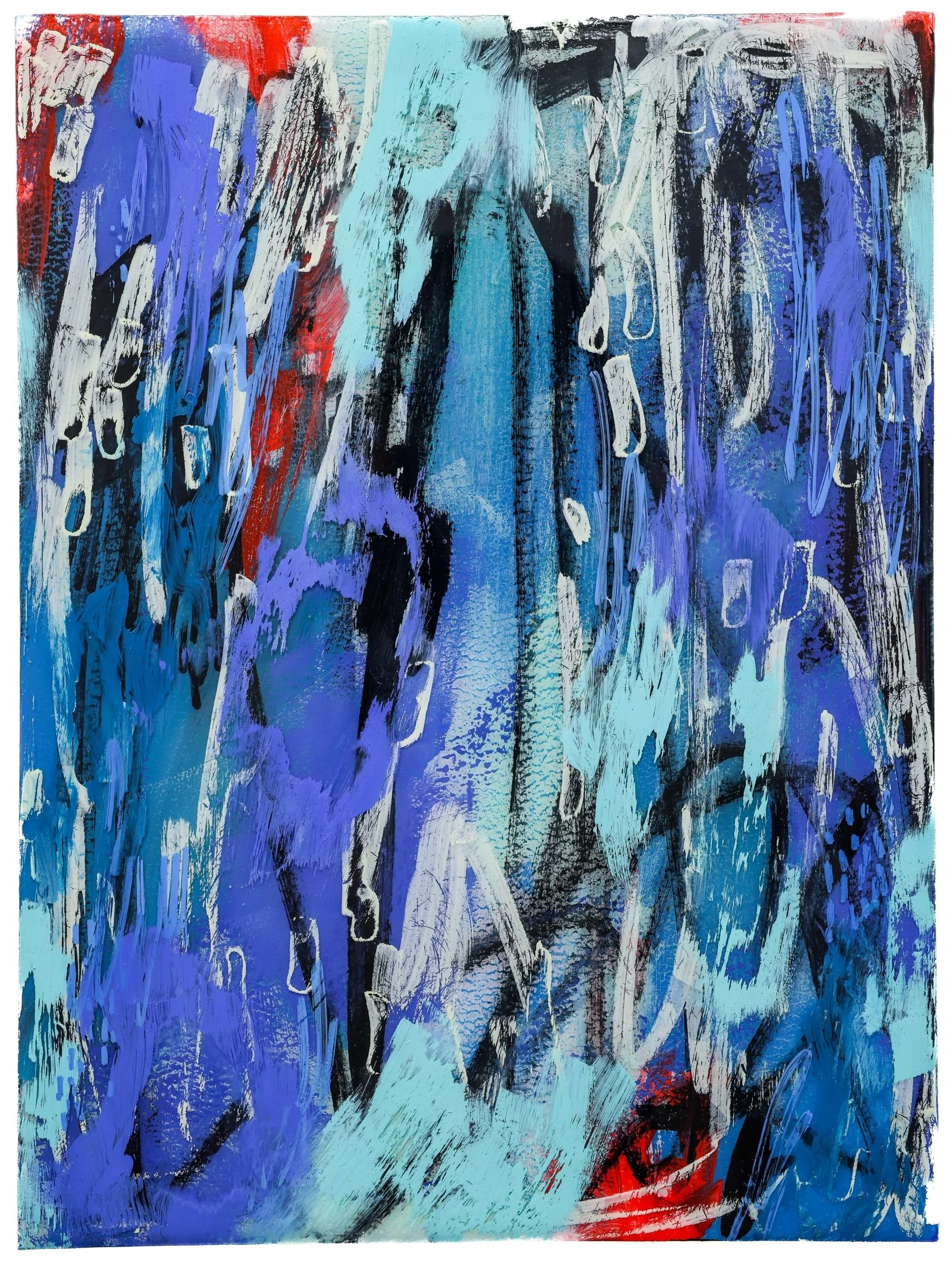 water memory 2 / 9”x12” / mixed media and resin on wood panel