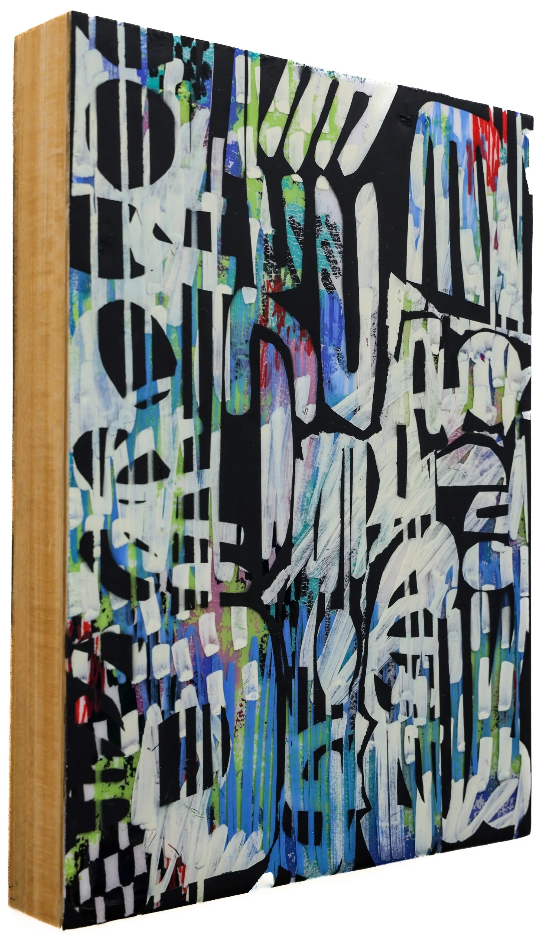 intuitive melody / 9"x12"/ mixed media and resin on wood panel