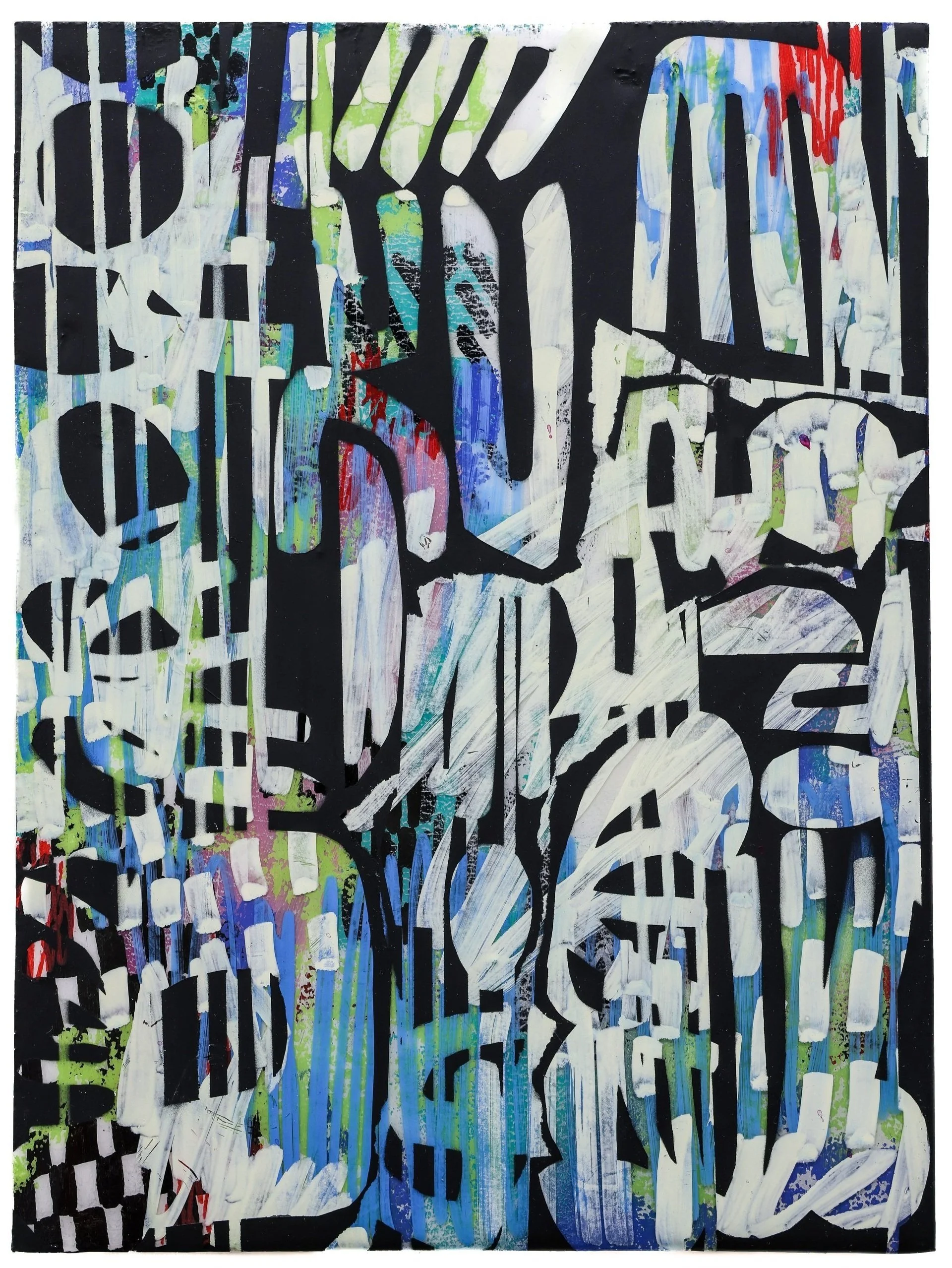 intuitive melody / 9"x12"/ mixed media and resin on wood panel