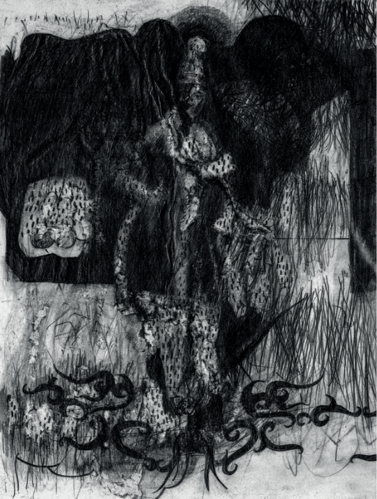  O.T. ( Frau im Pelz ), 2012  Bleistift auf Papier, 26x30.5cm 