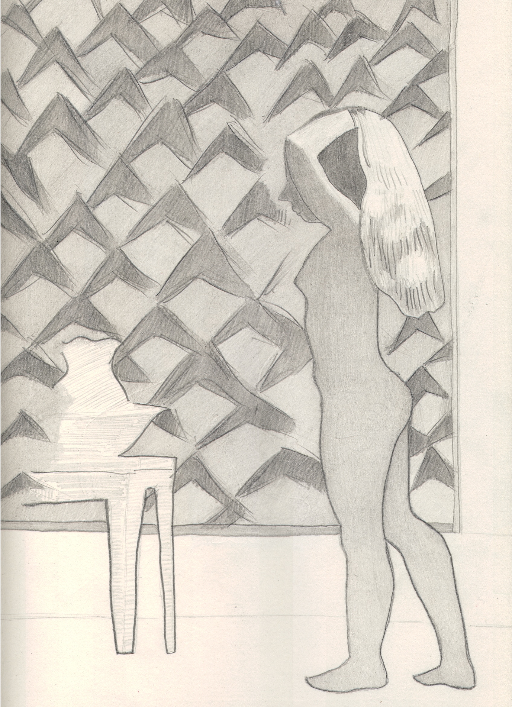  O.T. ( Serie Balthus ), 2018  Bleistift auf Papier, 26x35.5cm 