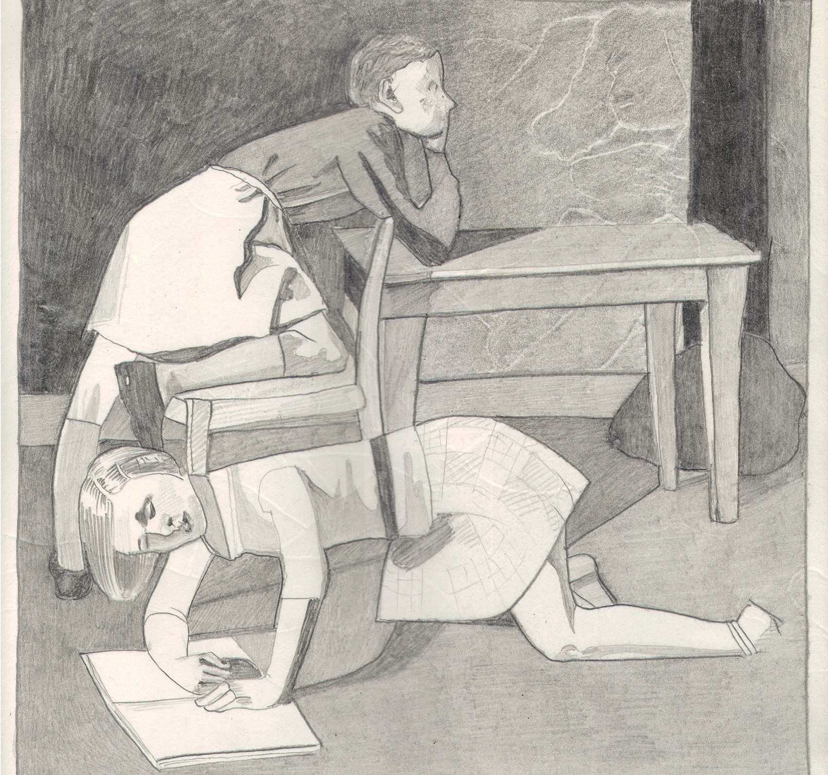  O.T. ( Serie Balthus 10 ), 2018  Bleistift auf Papier, 26x35.5cm 