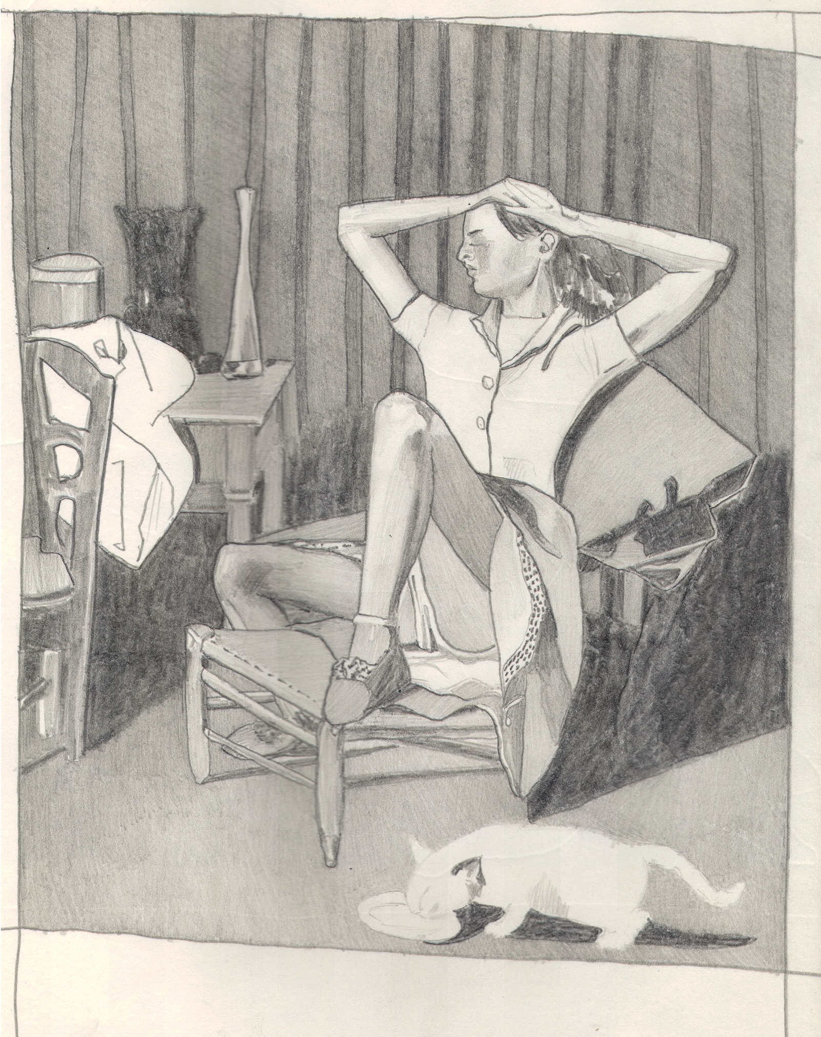  O.T. ( Serie Balthus 7 ), 2018  Bleistift auf Papier, 26x35.5cm 