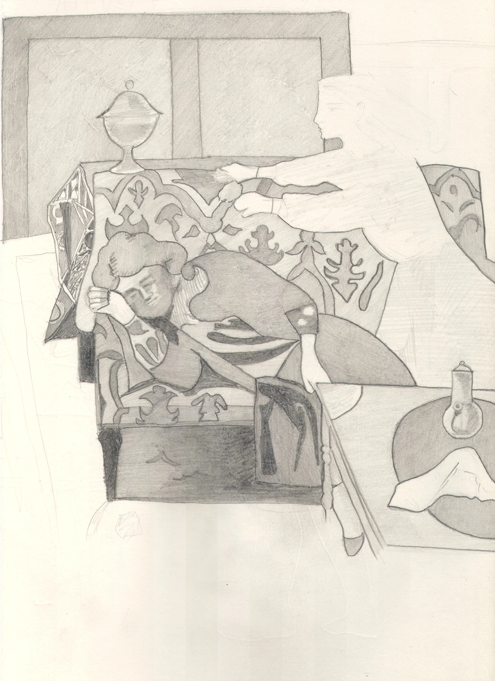 O.T. ( Serie Balthus 3 ), 2018 Bleistift auf Papier, 26x35.5cm