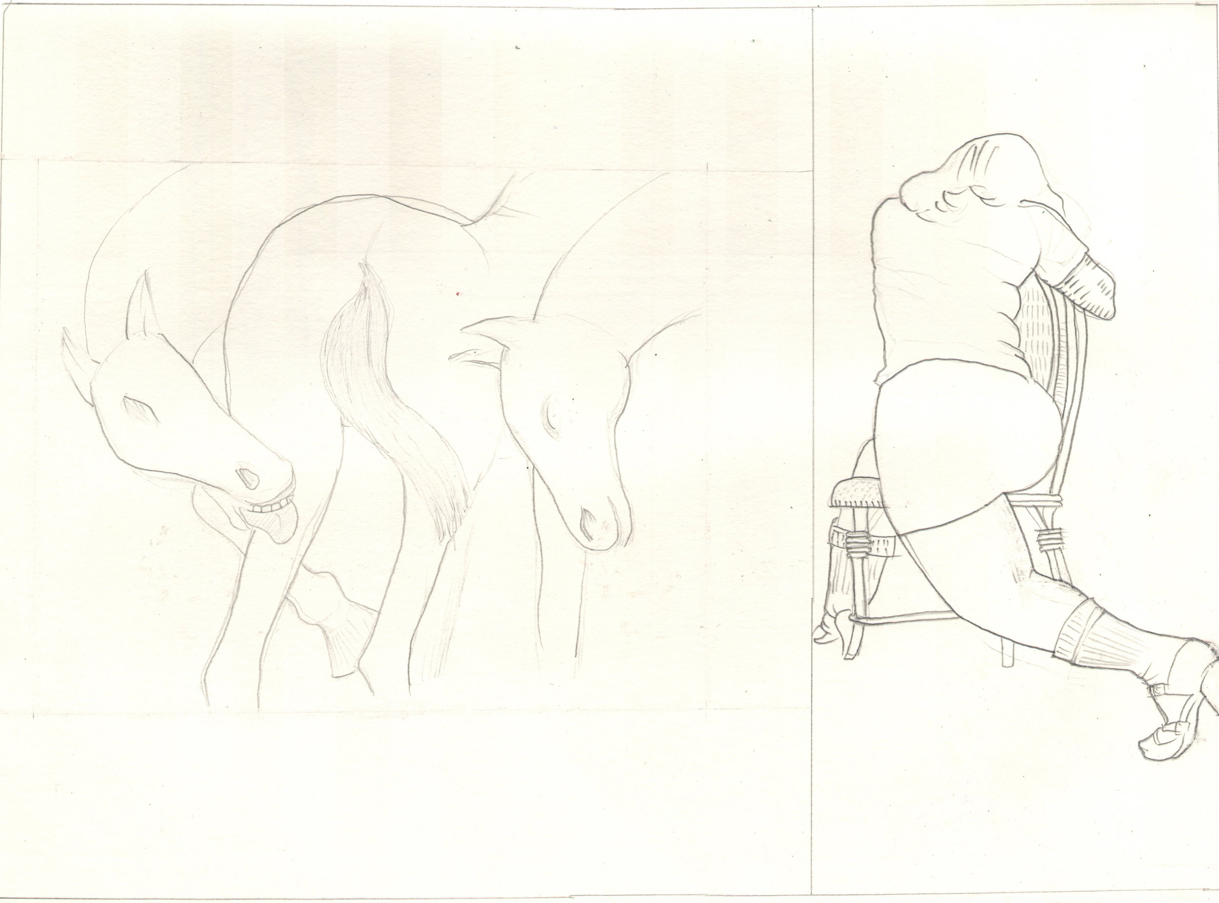  O.T. ( Serie Das Duell III Pierre Klossowsi &amp; Robert Crumb ), 2018  Bleistift auf Papier, 26x35.5cm 