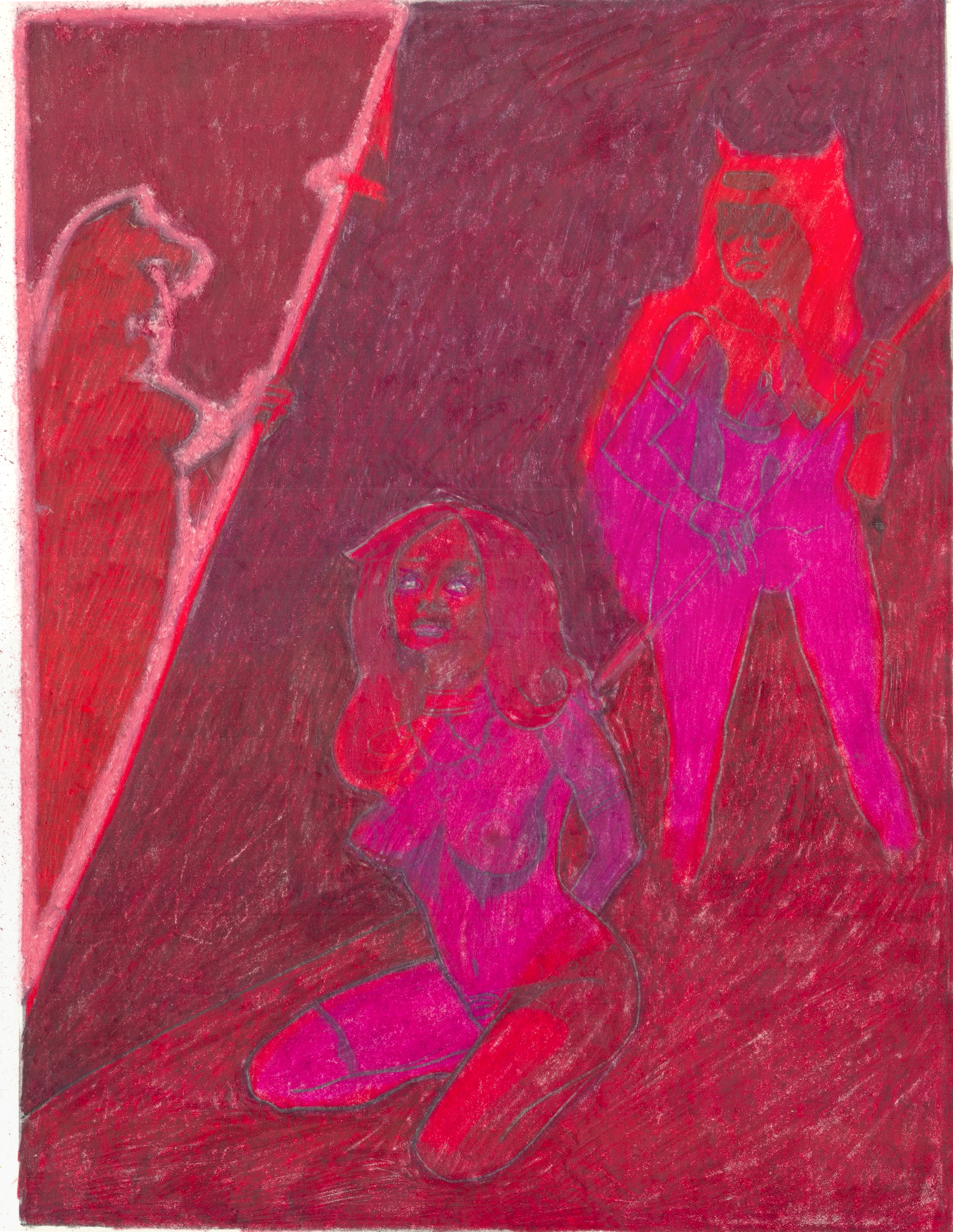  O.T. ( Fantasy -Red Phase II ), 2019  Bleistift Buntstift auf Papier, 26x35.5cm 