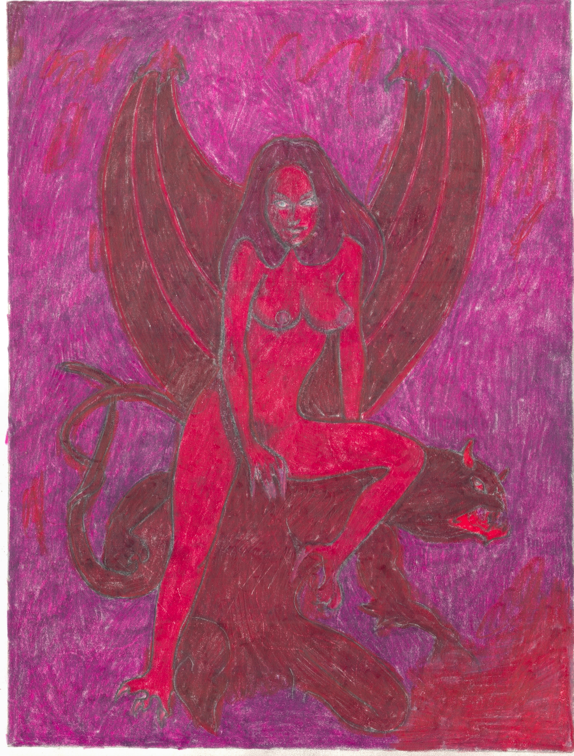  O.T. ( Fantasy - Red Phase ), 2019  Bleistift Buntstift auf Papier, 26x35.5cm 