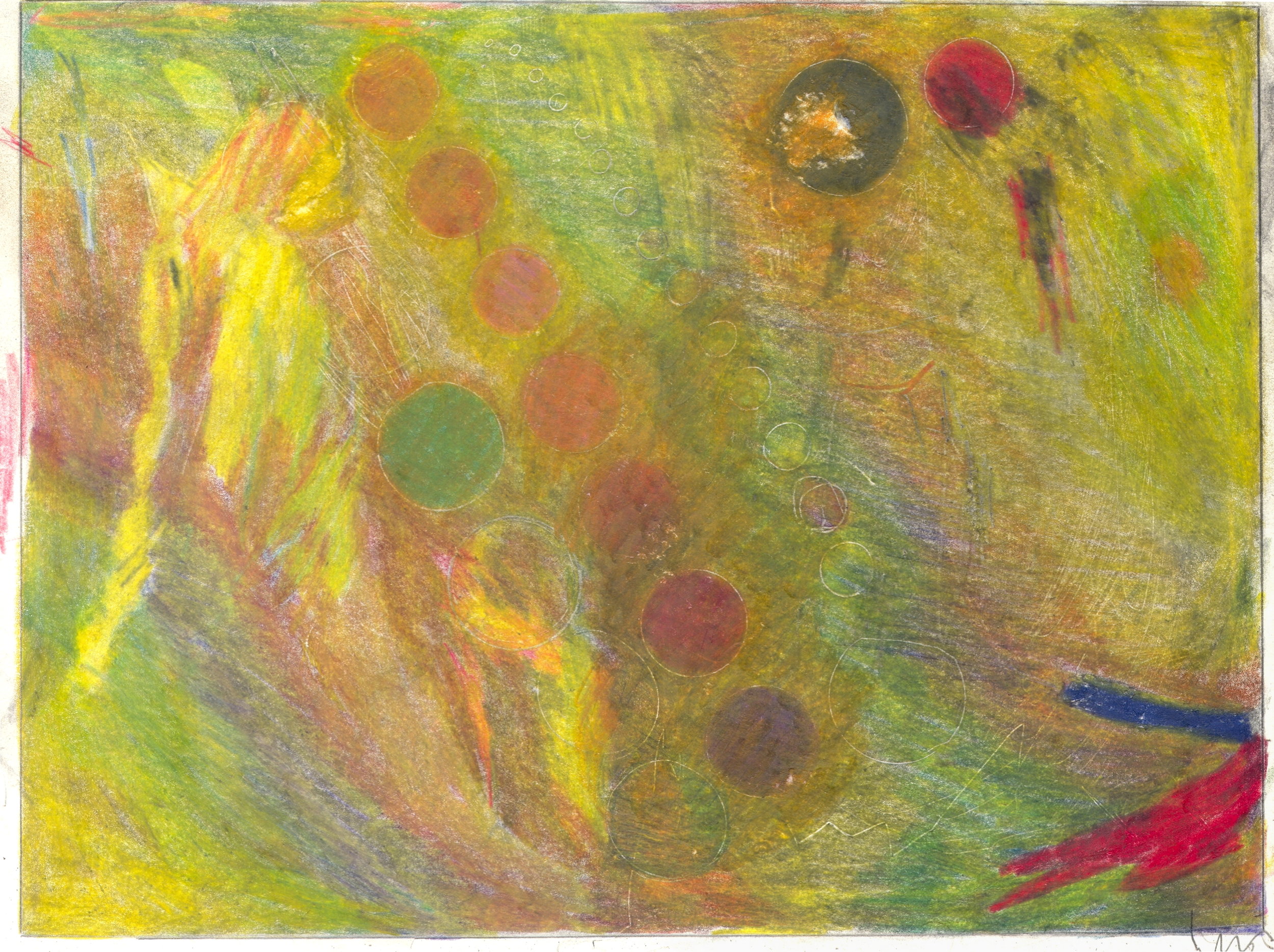  O.T. ( Abstratktion gelb ), 2018  Bleistift Buntstift auf Papier, 26x35.5cm 