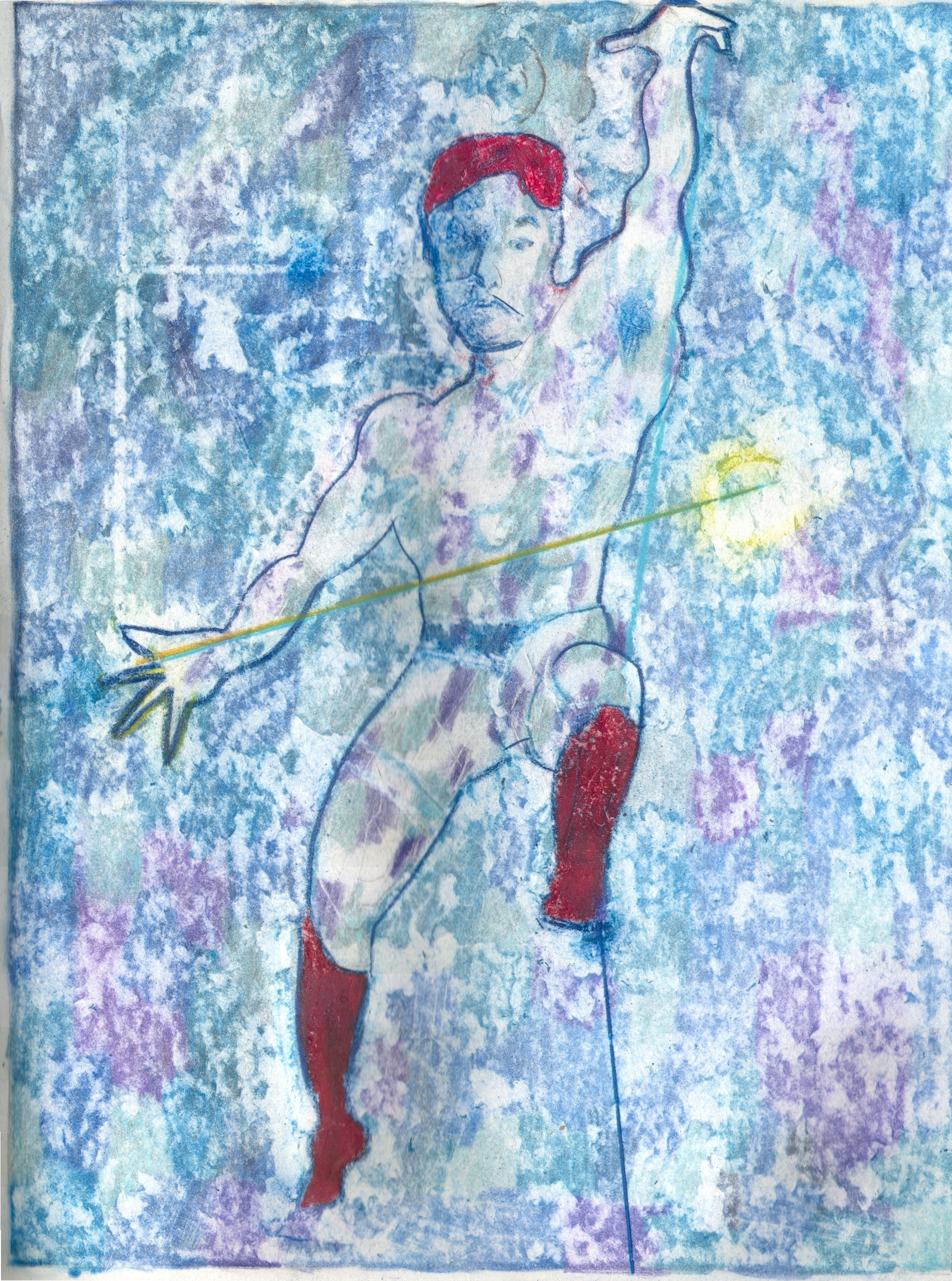  O.T. ( Selbstportrait als Tänzer ), 2019  Buntstift auf Papier, 26x35.5cm 