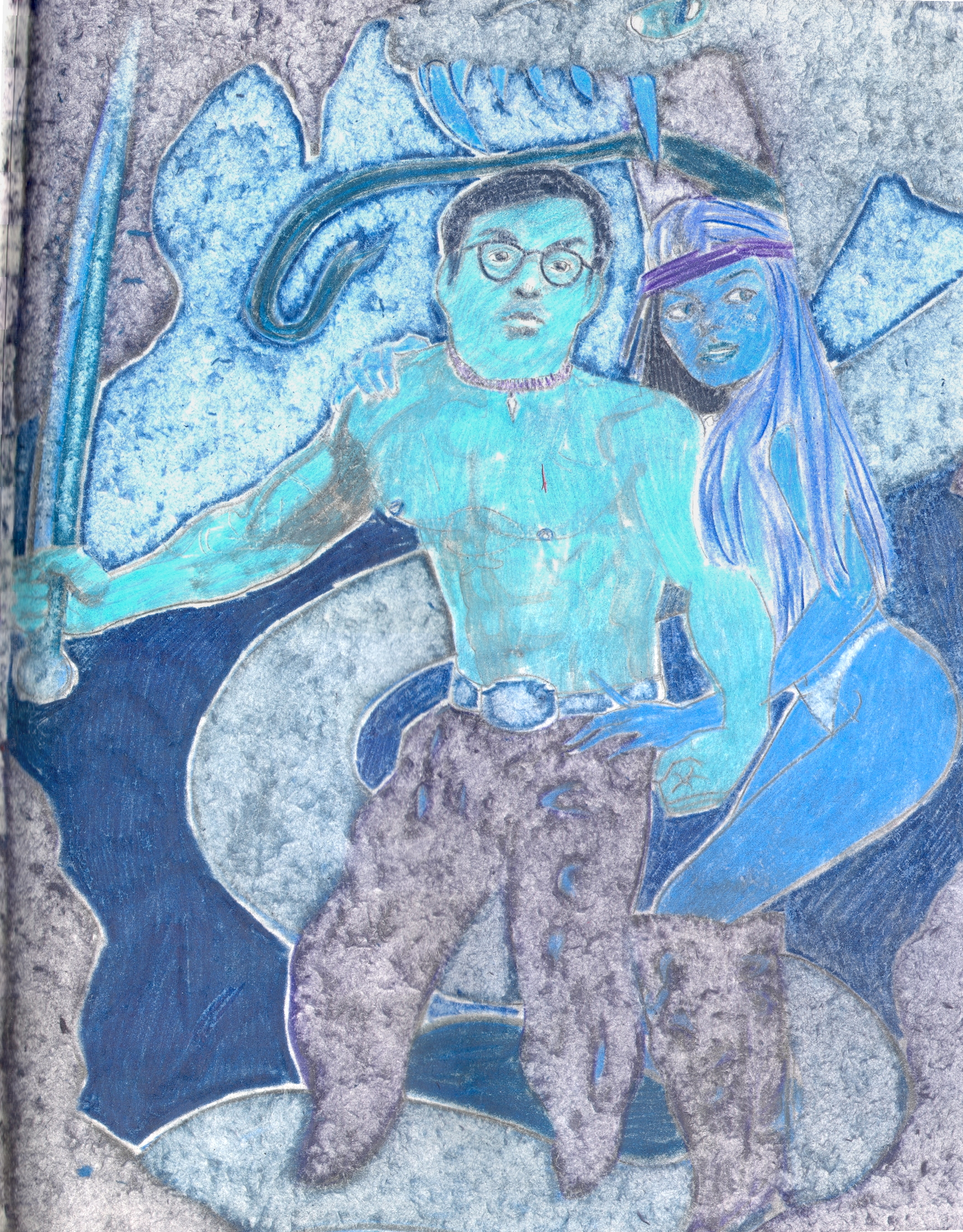  O.T. ( Selbstportrait als Conan der Barbar II ), 2019  Buntstift auf Papier, 26x35.5cm 