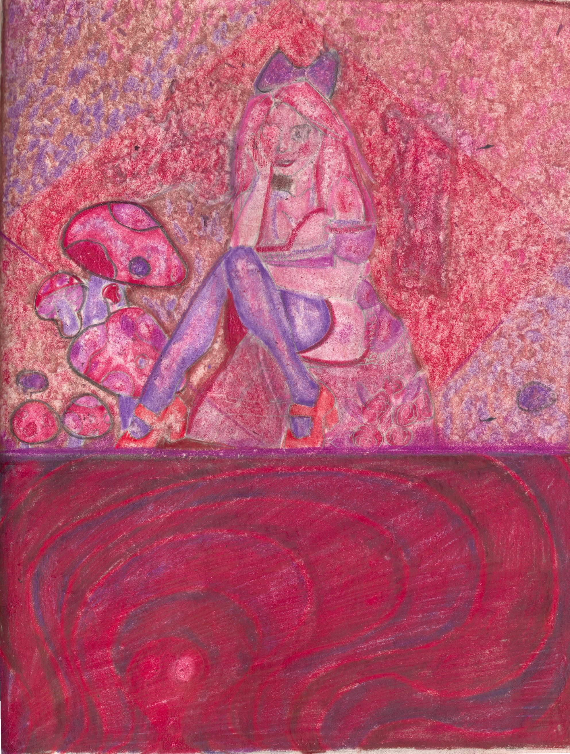  O.T. ( Pinup Fairy Tale V ), 2019  Buntstift auf Papier, 26x35.5cm 