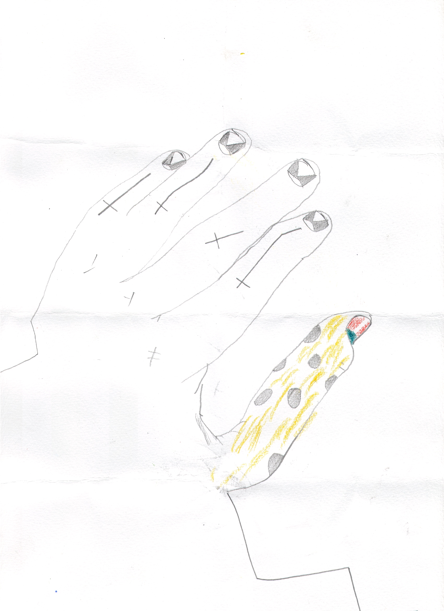  O.T. ( Hand ), 2018  Bleistift Buntstift Papier, 29.8x21cm 