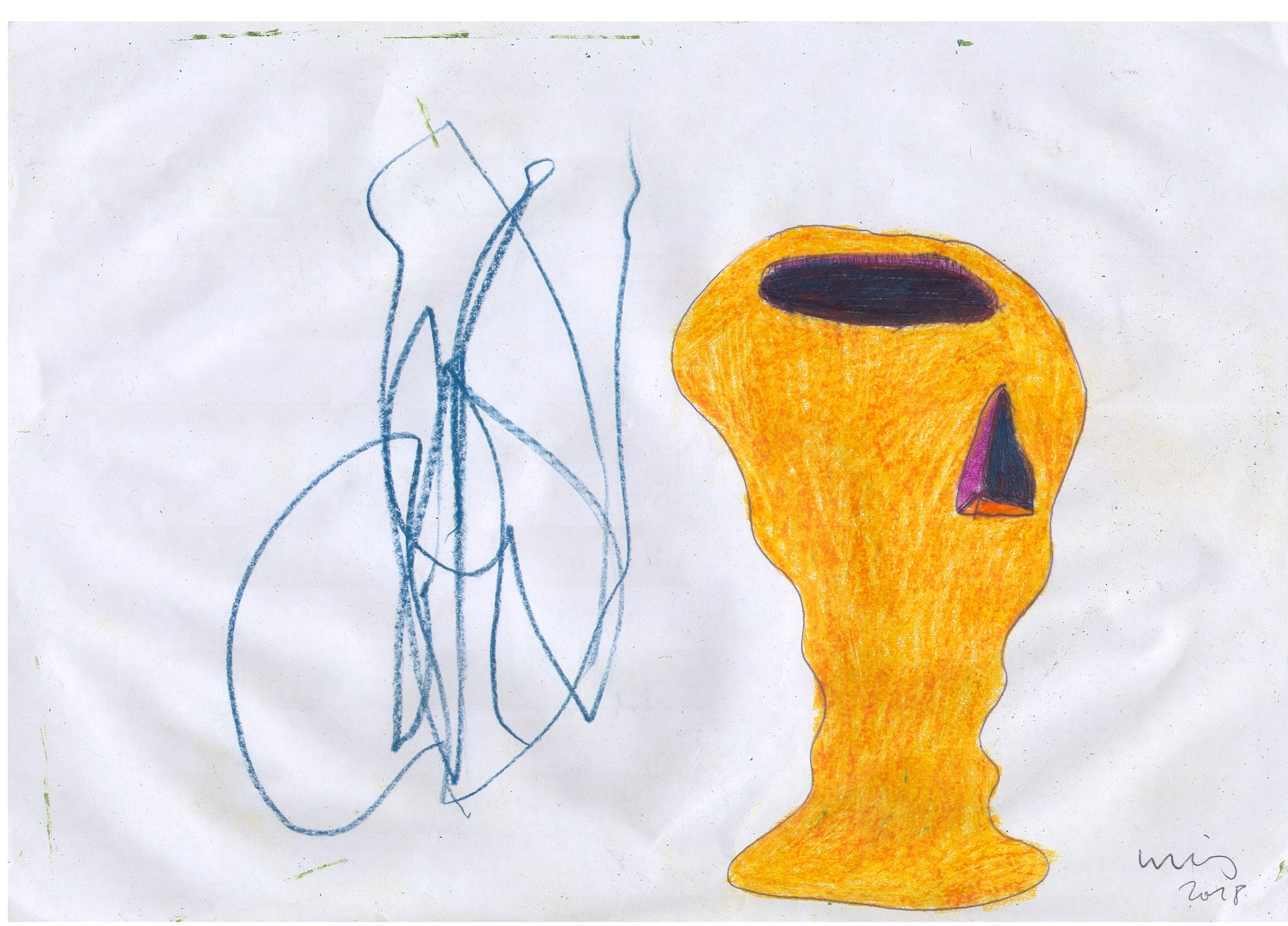 o.T. ( Gefäß ), 2018 Tempera Bleistift Buntstift Papier 29.8x21cm