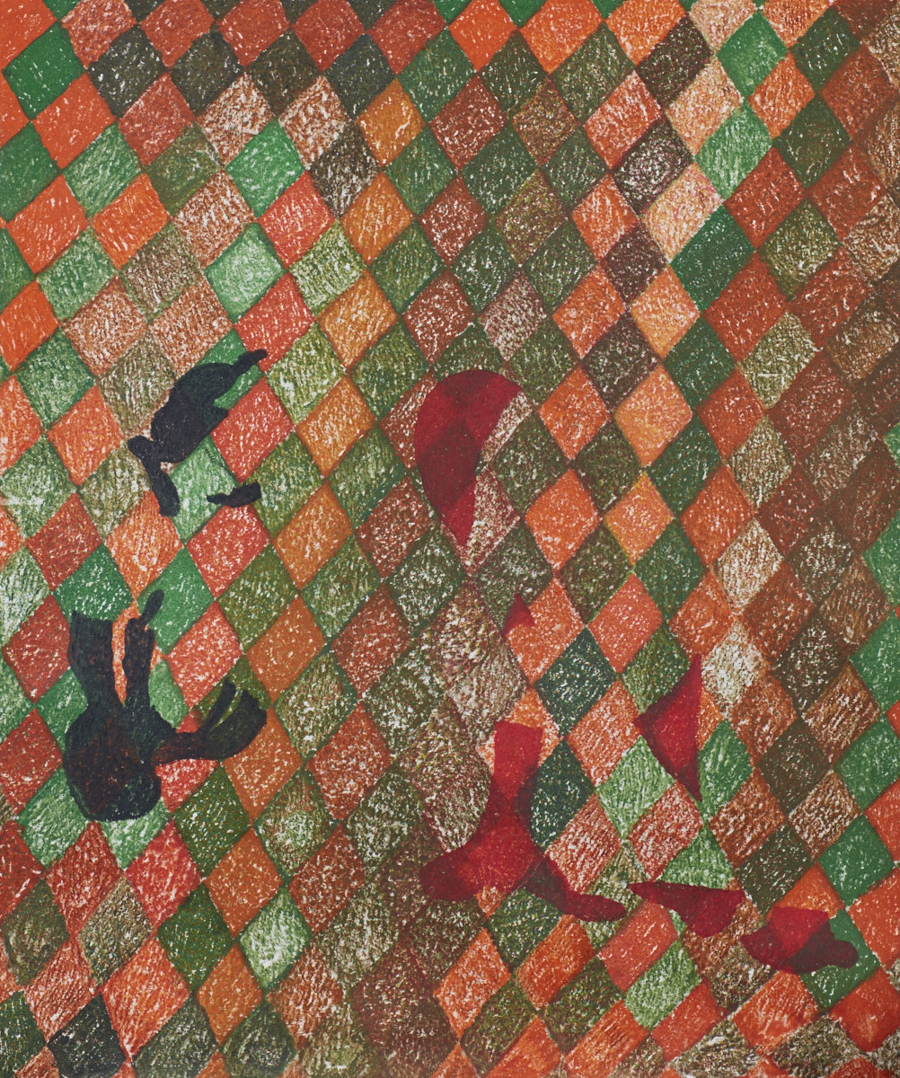  O.T. ( Green and Red Shunga abstrakt ), 2017   Buntstift auf Papier, 150x180cm 