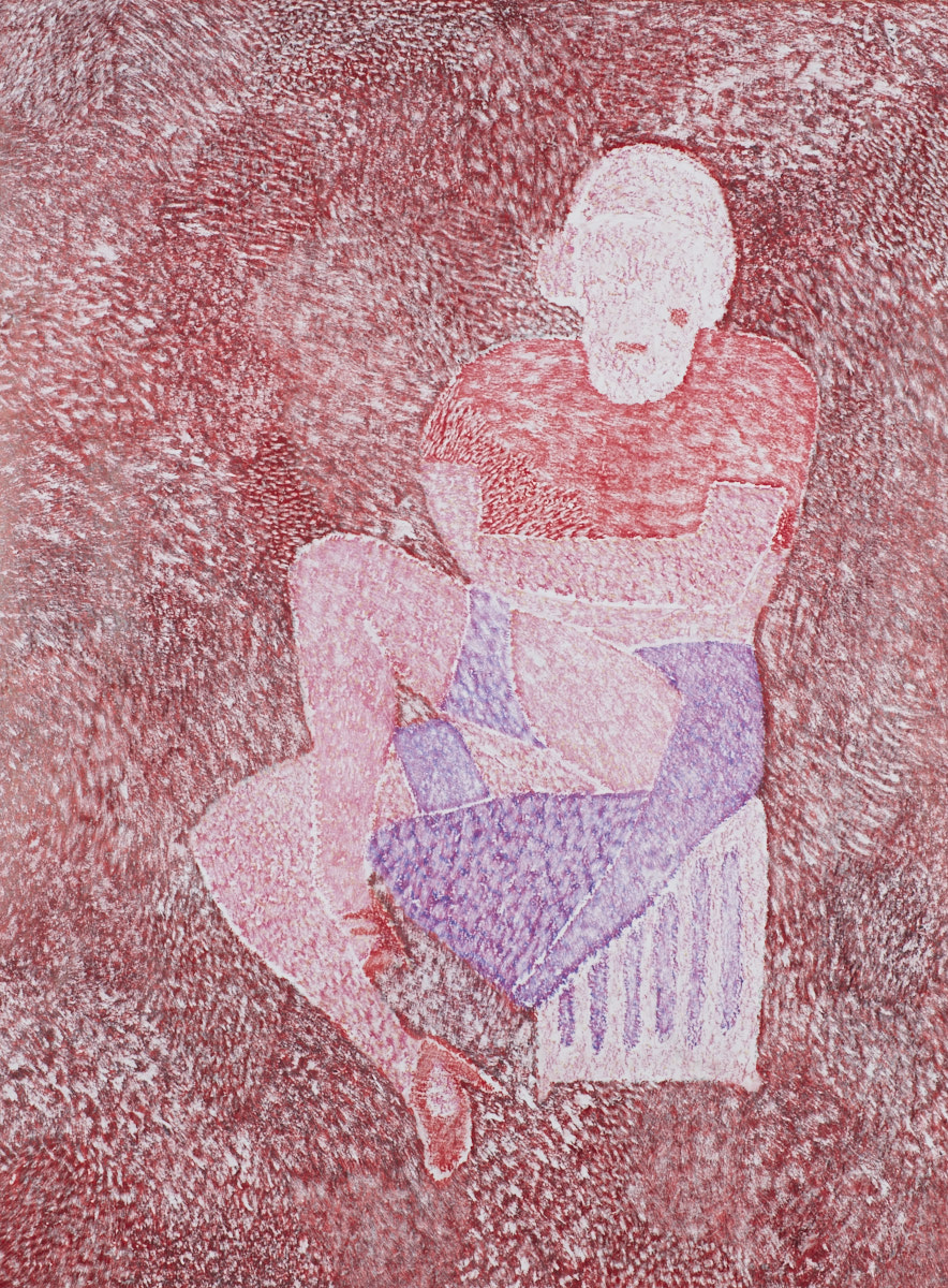  O.T. ( cold-heat Red-Phase ), 2019  Bleistift Buntstift auf Papier, 150x180cm 