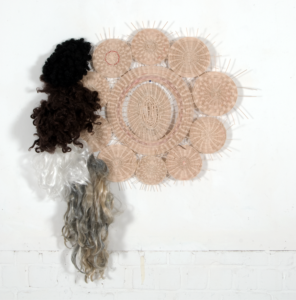  O.T., 2012, Rattan, Haare, 100x140cm 