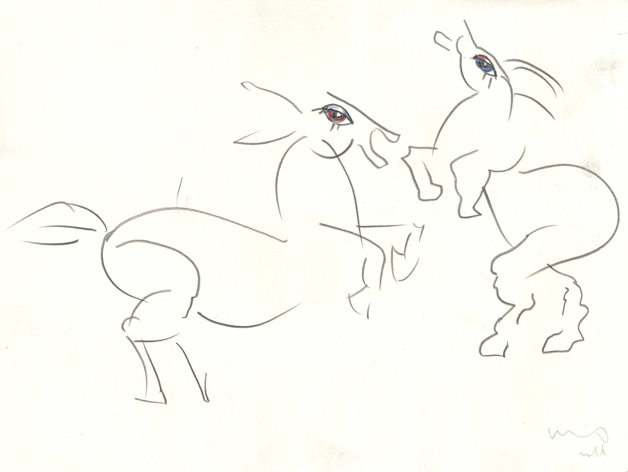  O.T. ( Zwei Pferde ), 2016  26x35.5cm, Bleistift auf Papier 