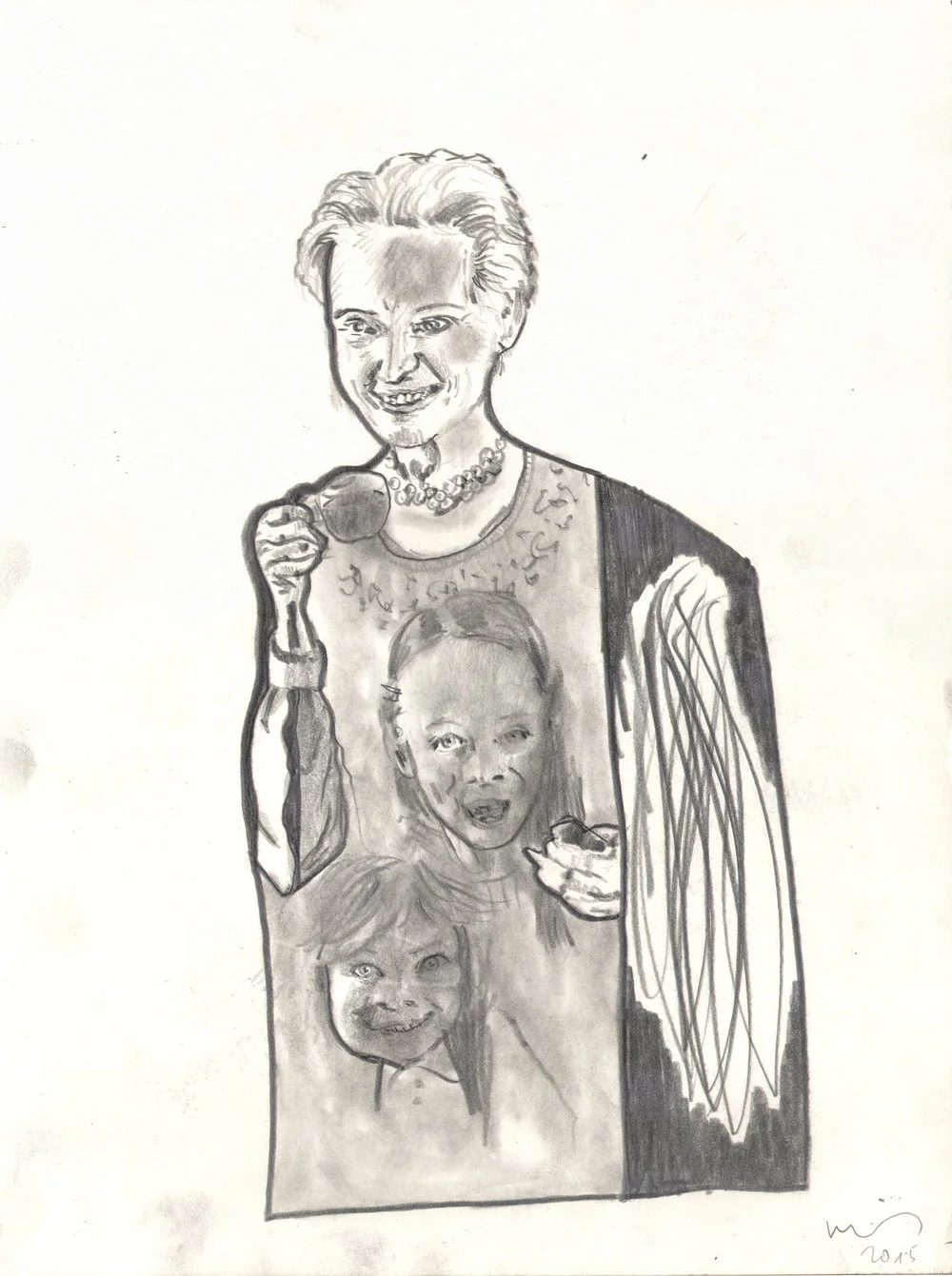 O.T. ( Frau Kinder ), 2015 Bleistift auf Papier, 26x35.5cm