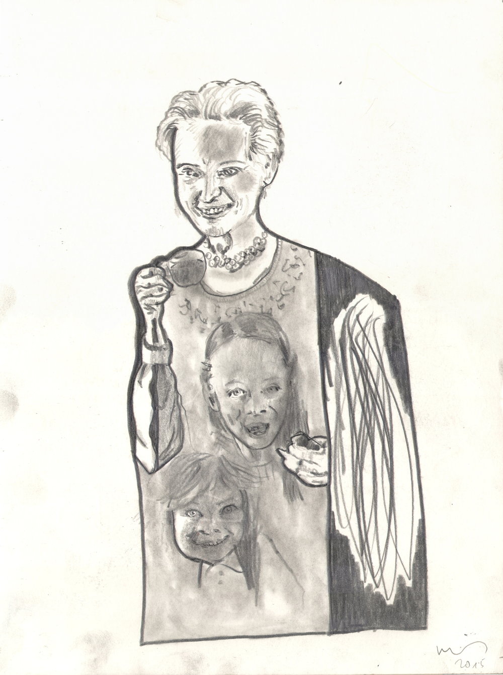 O.T. ( Frau Kinder ), 2015  Bleistift auf Papier, 26x35.5cm 