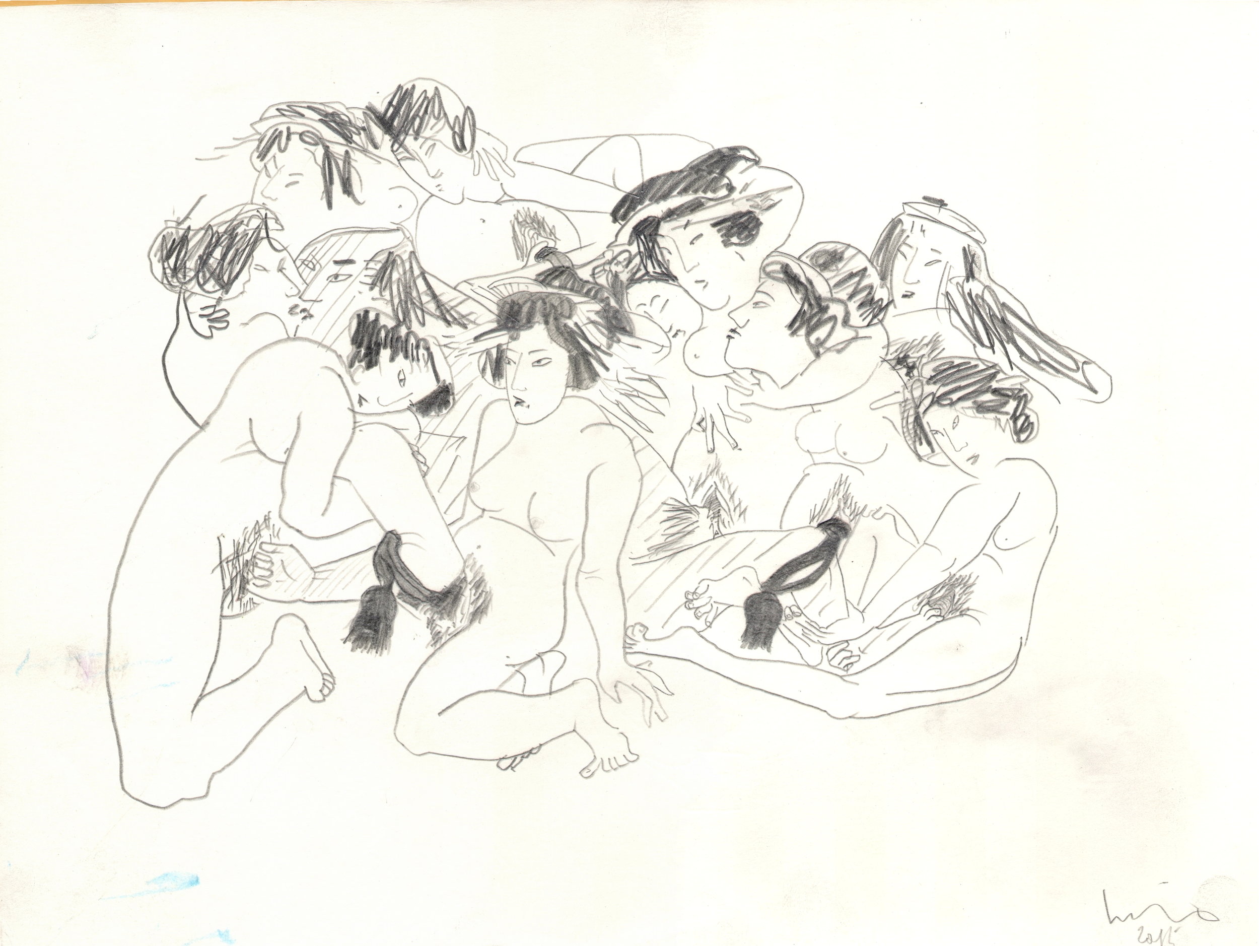  O.T. ( Serie Shunga III ), 2015  26x35.5cm, Bleistift auf Papier 