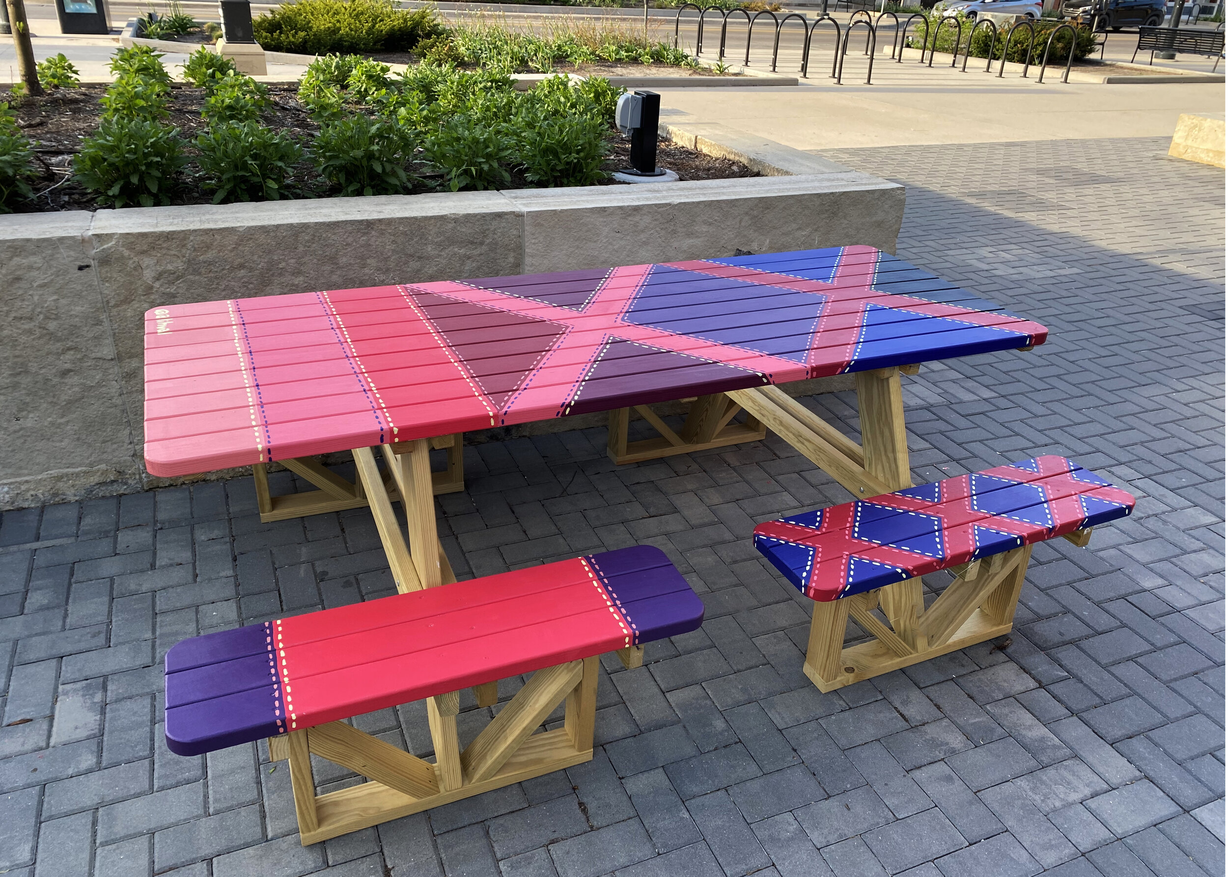   Neon Quilts  (one of six picnic tables). 2020. Iowa City, IA.  