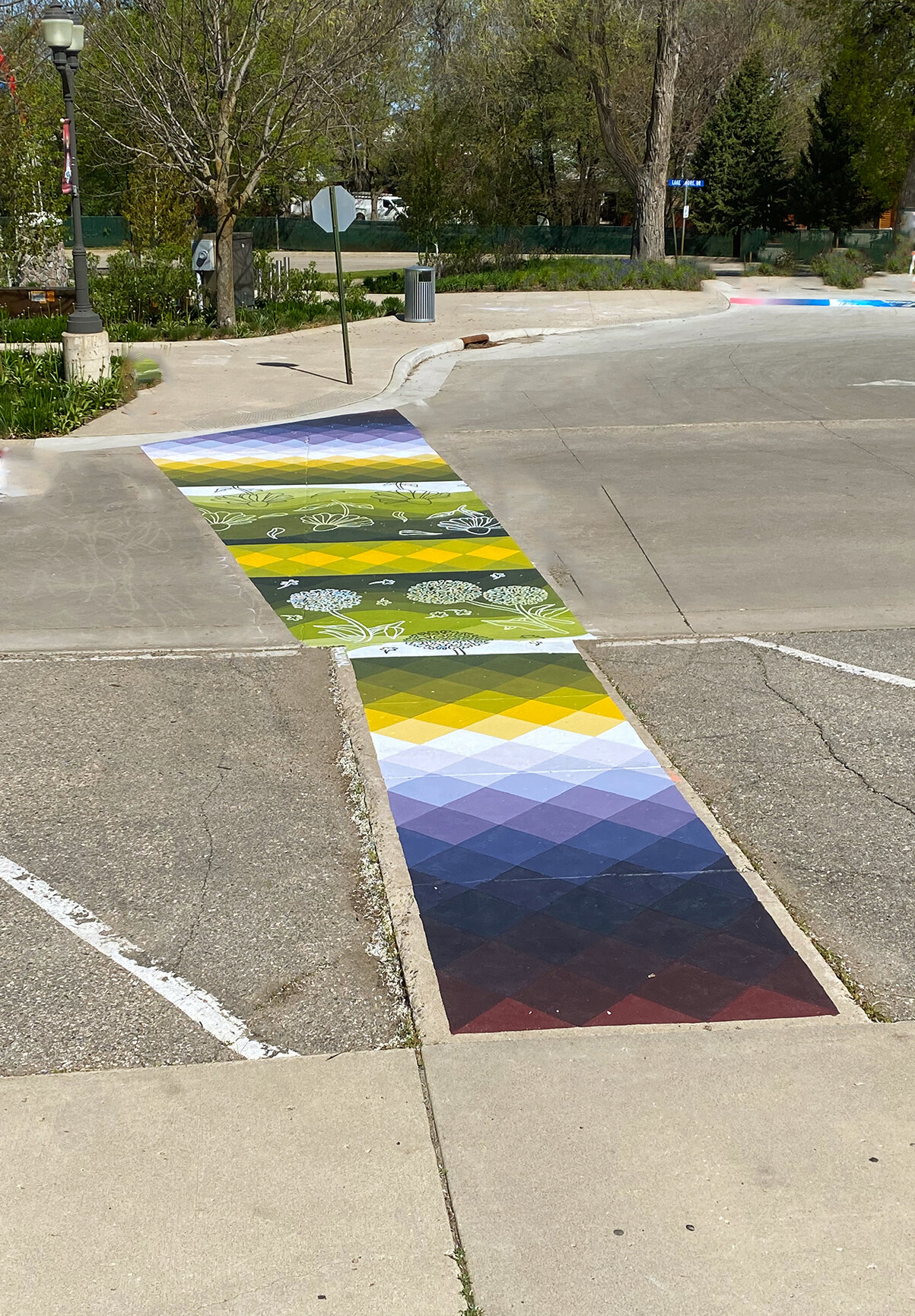   Between Waves and Prairie   (one of two crosswalk murals) . Approx. 10’x52’ Arnolds Park, IA. 