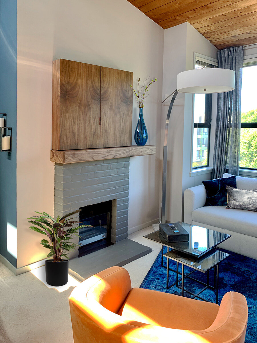 Custom Media Cabinets + Mantle