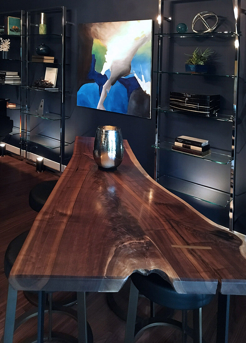 Custom Walnut Slab Bar Table