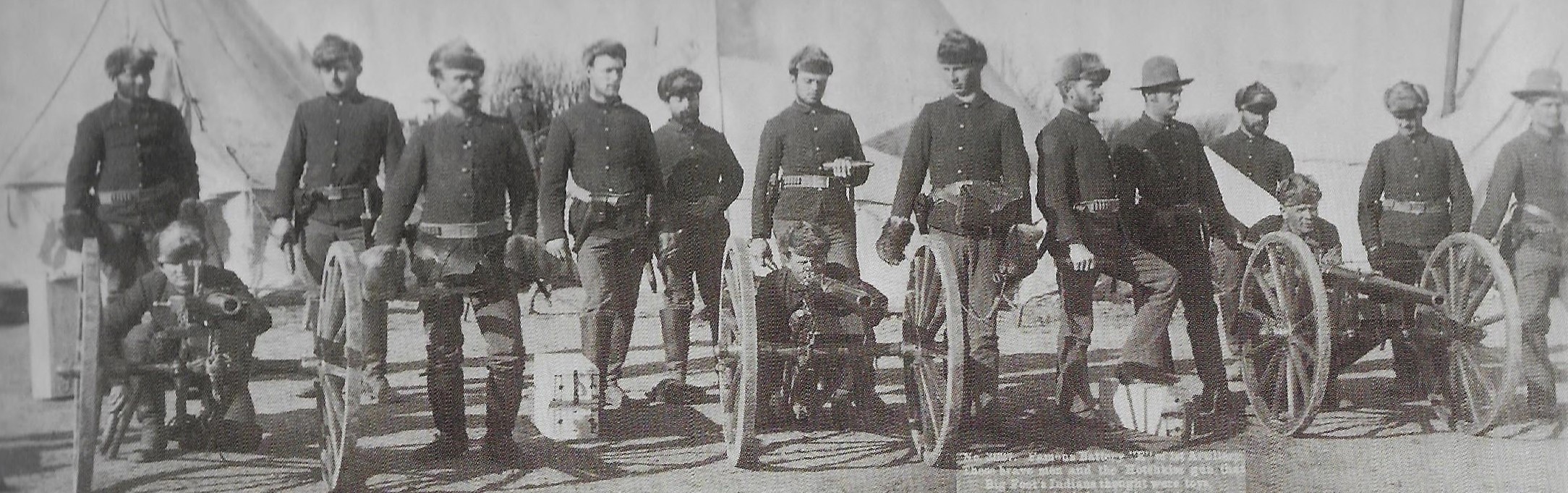 Soldiers of Battery E First Artillery with Hotchkiss guns after the battle