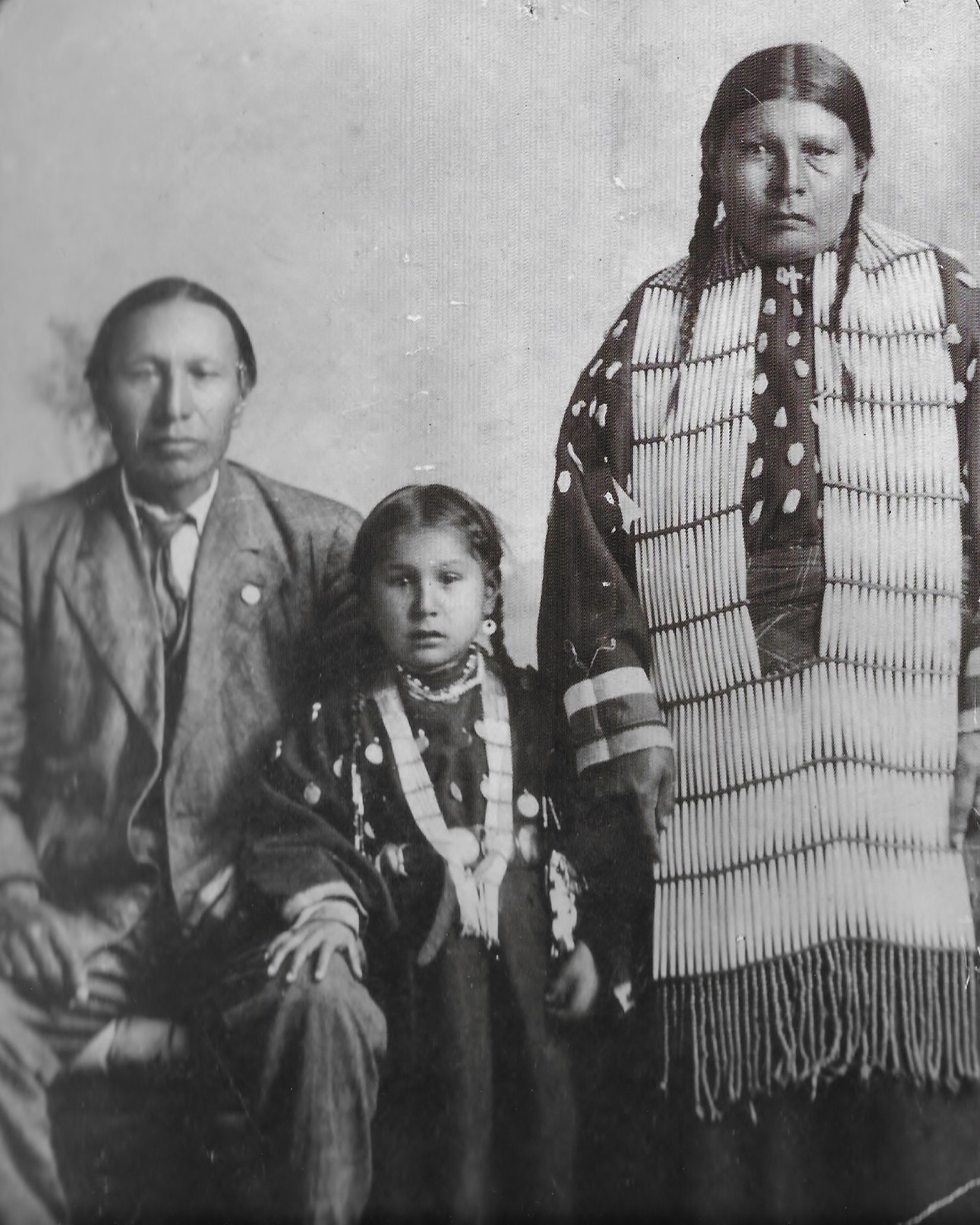 Nicholas Black Elk with wife and daughter