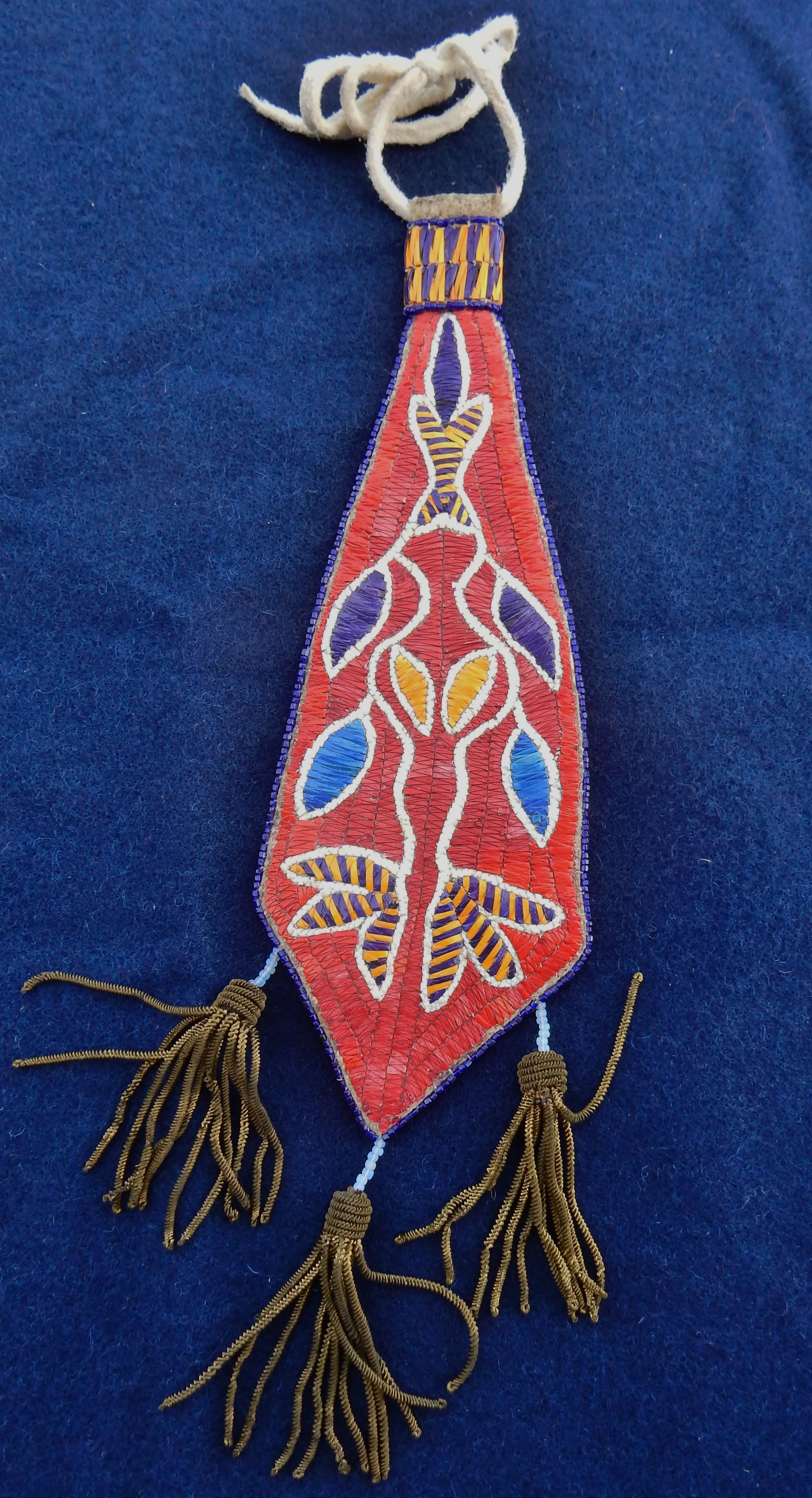 Quilled horse brow band ornament with three cavalry epaulets