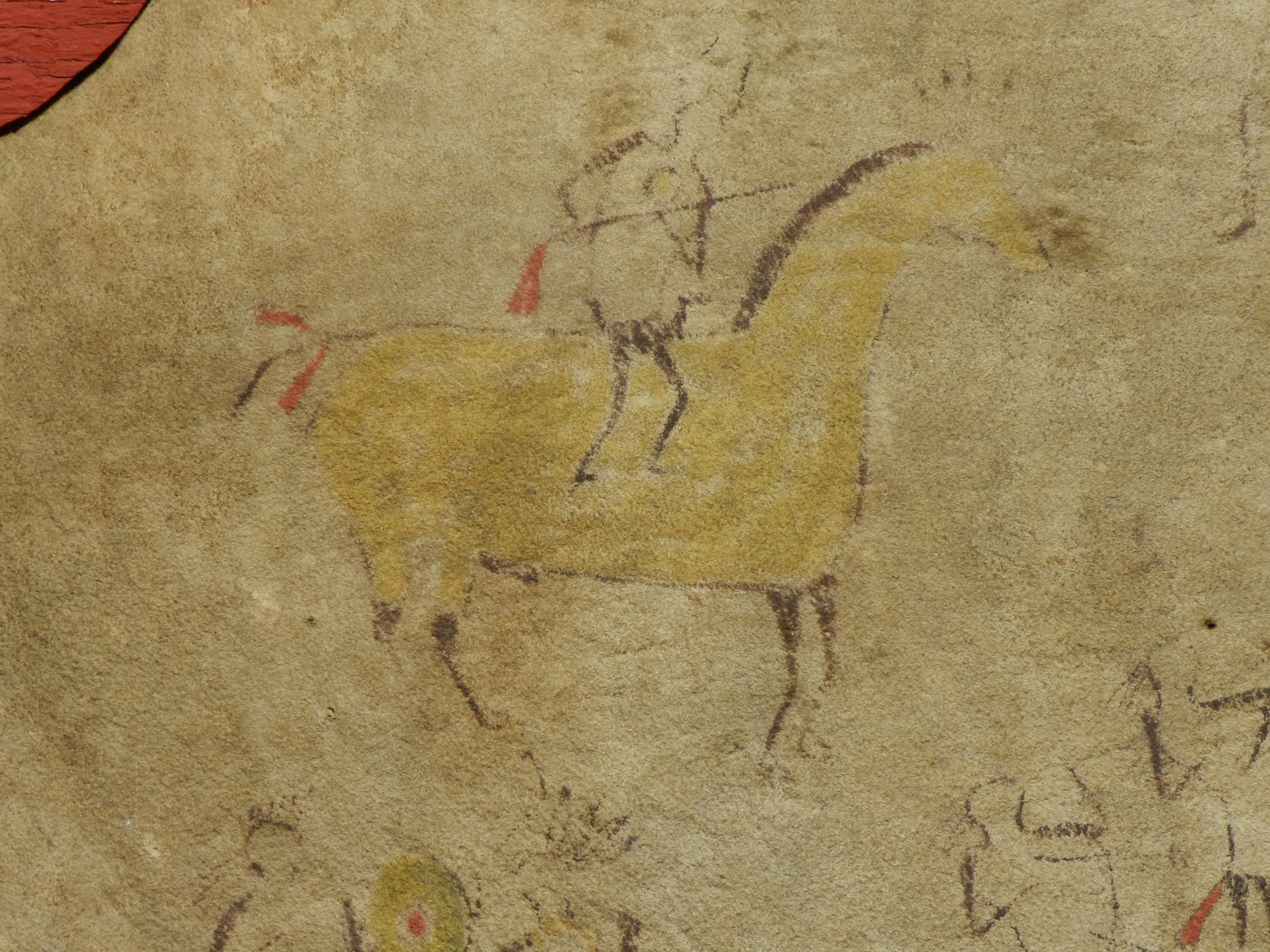 Horse with war bonnet on head