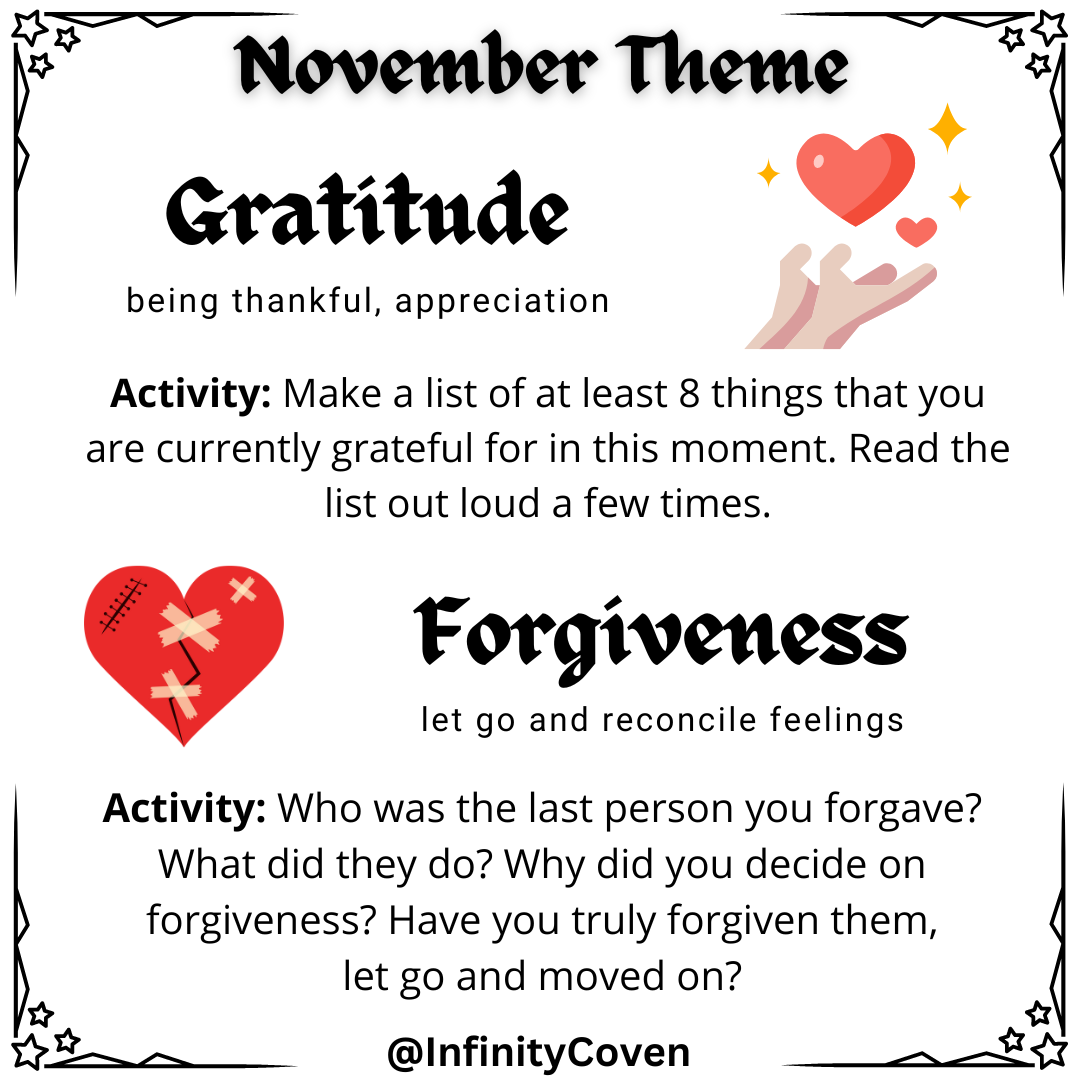 Gratitude &amp; Forgiveness: November