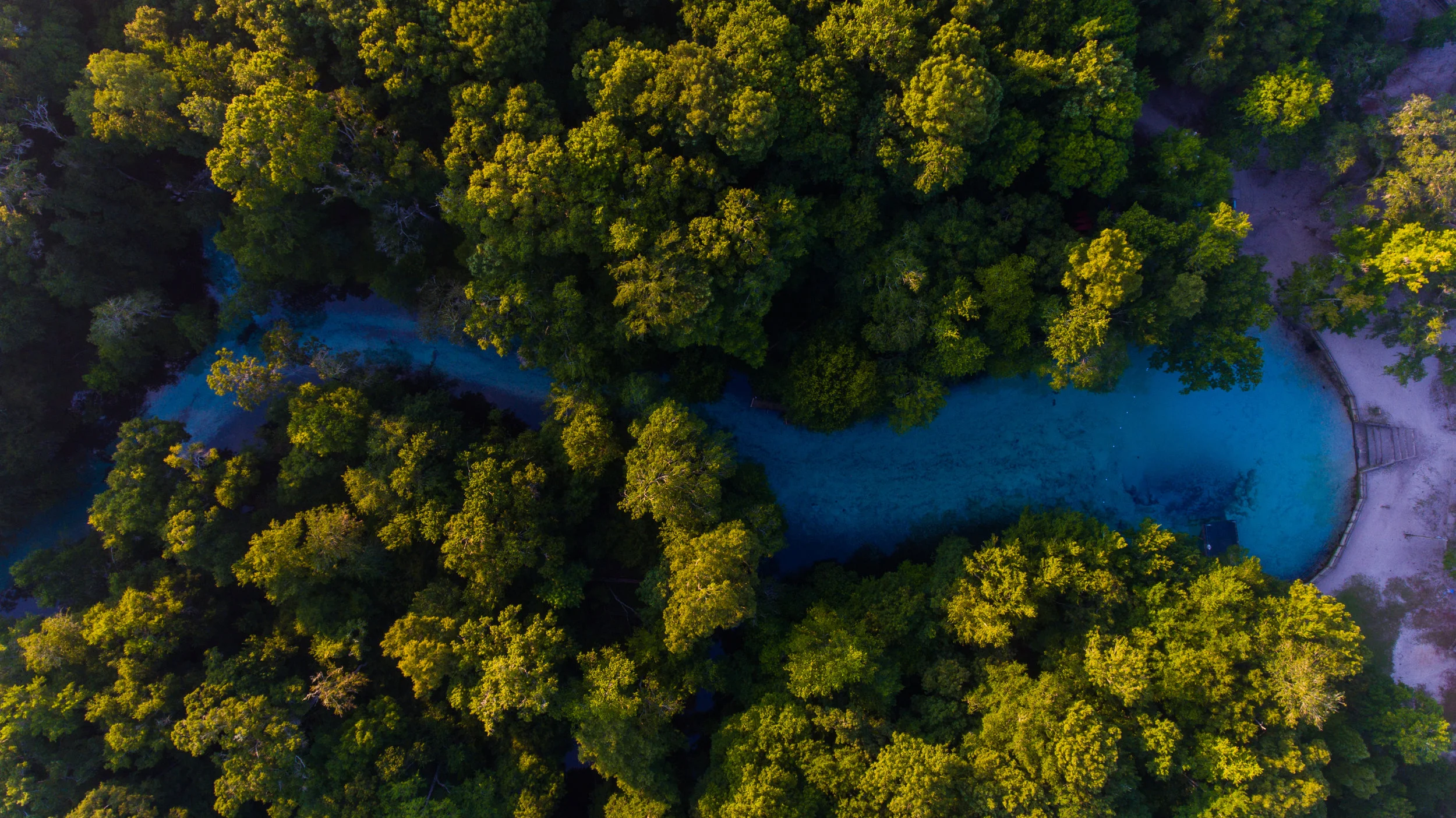    Visit the Florida Springs for a Less Expensive Alternative to the Beach for Summer     An aerial view of Gilchrist Blue Springs. 