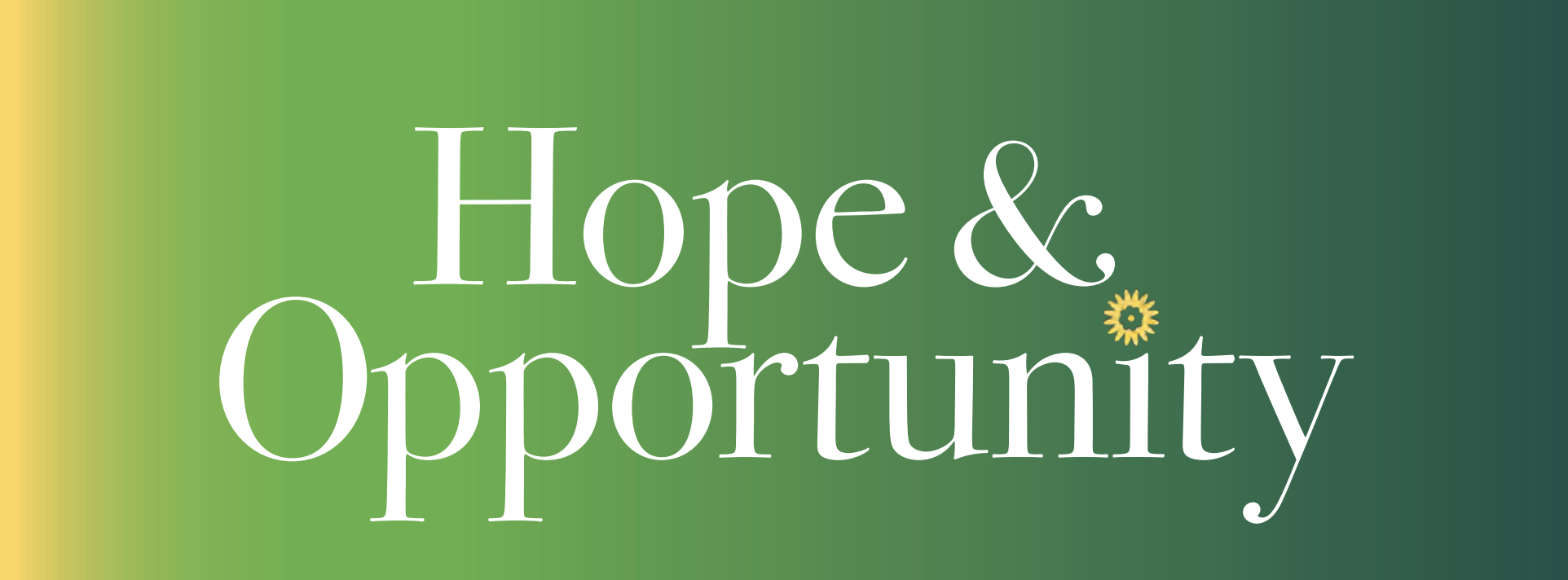 Illustration reading: Hope & Opportunity.