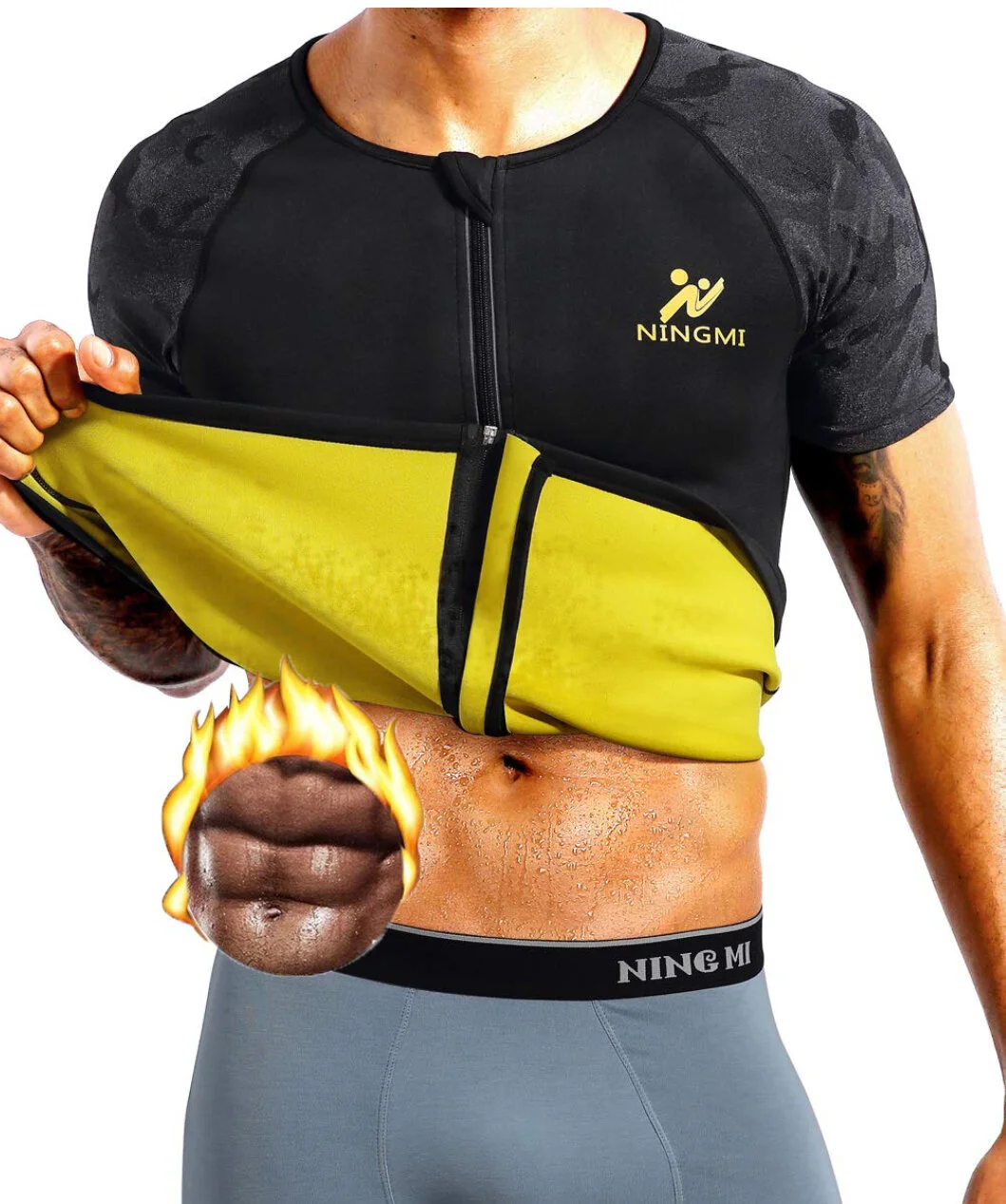 NINGMI Sauna Suit Women Waist Trainer Sauna Vest and Short Pants