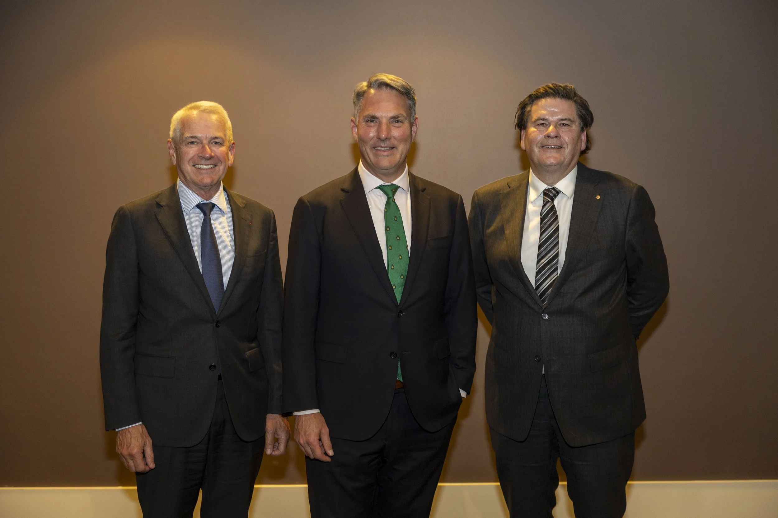  Australian Industry Group National President, 𝗖𝗵𝗿𝗶𝘀 𝗝𝗲𝗻𝗸𝗶𝗻𝘀, Defence Minister Richard Marles and CEO Inness Wilcox, 2024. 