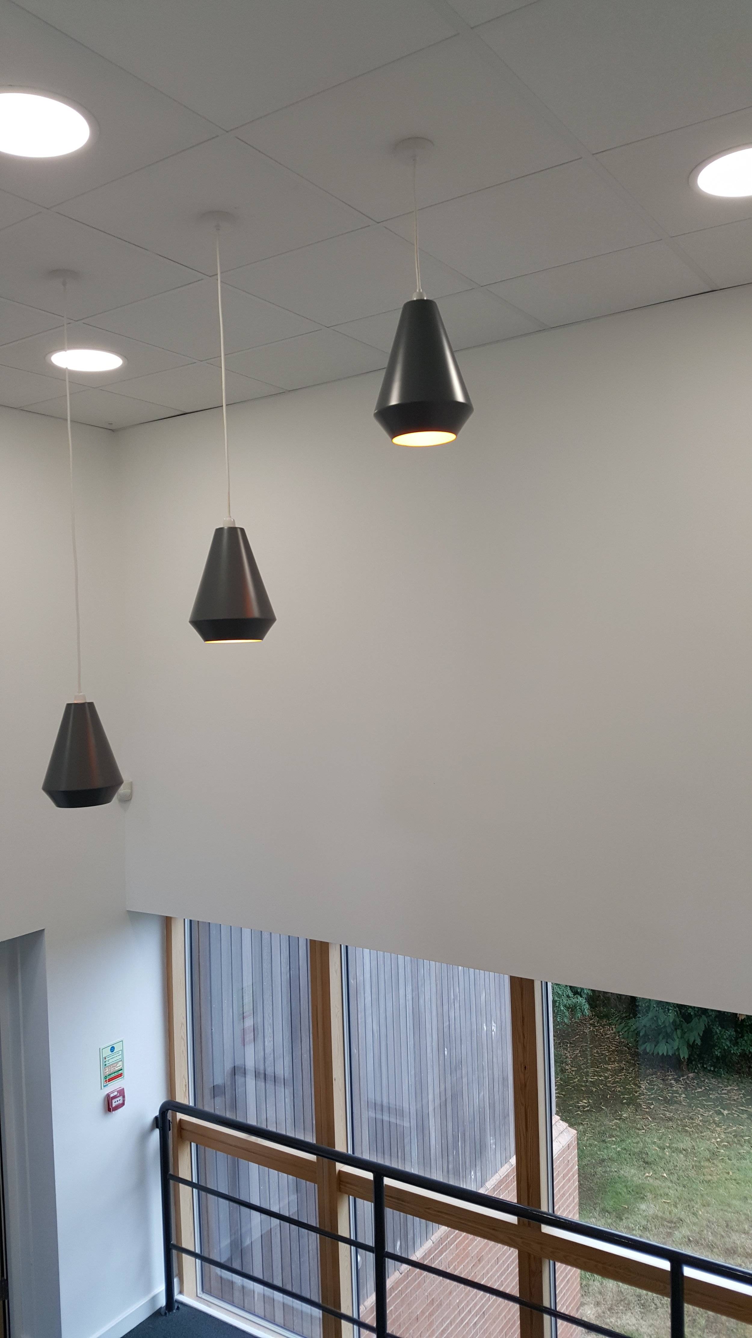 Drop pendants over stairwell