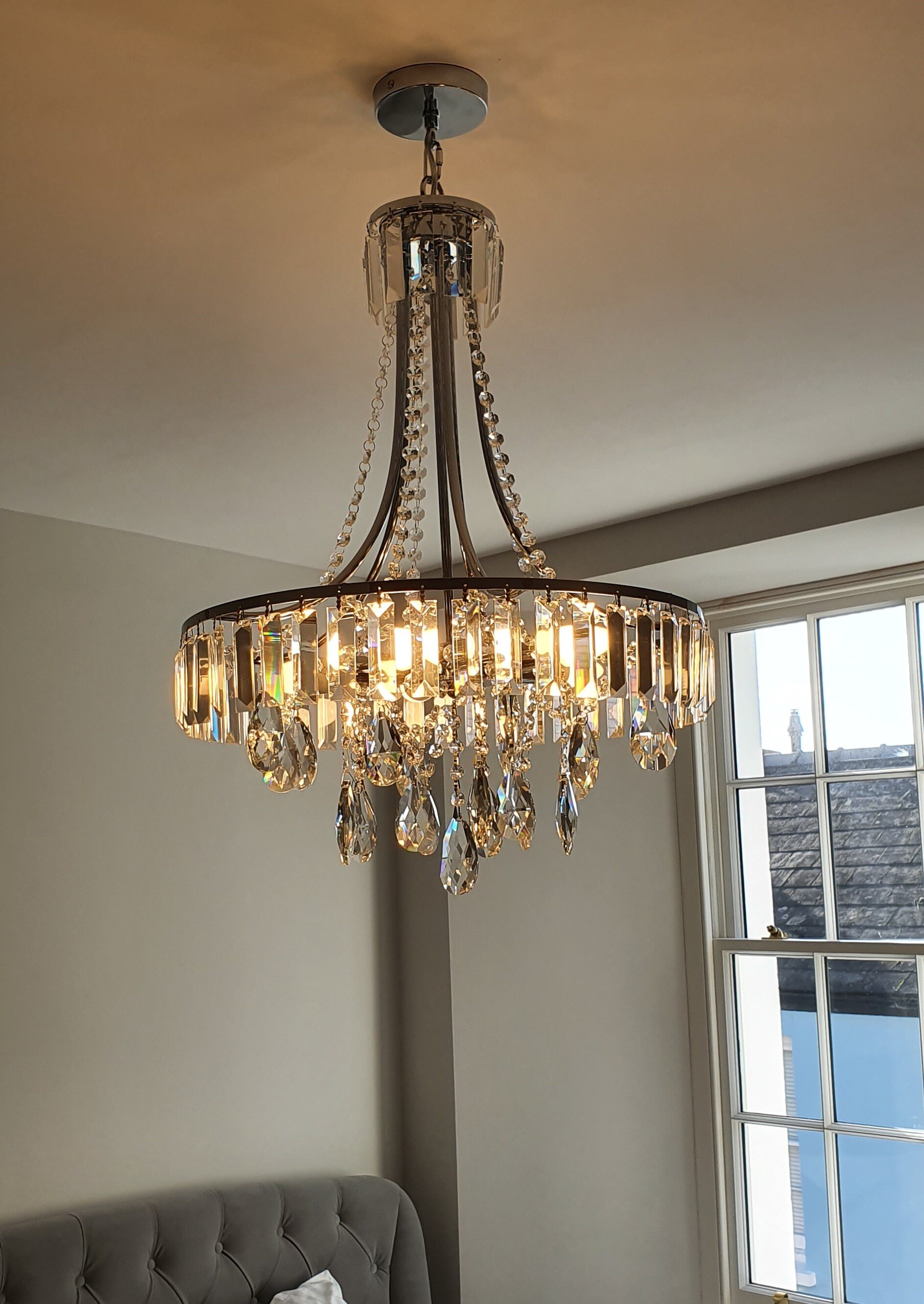 Chandelier in bedroom