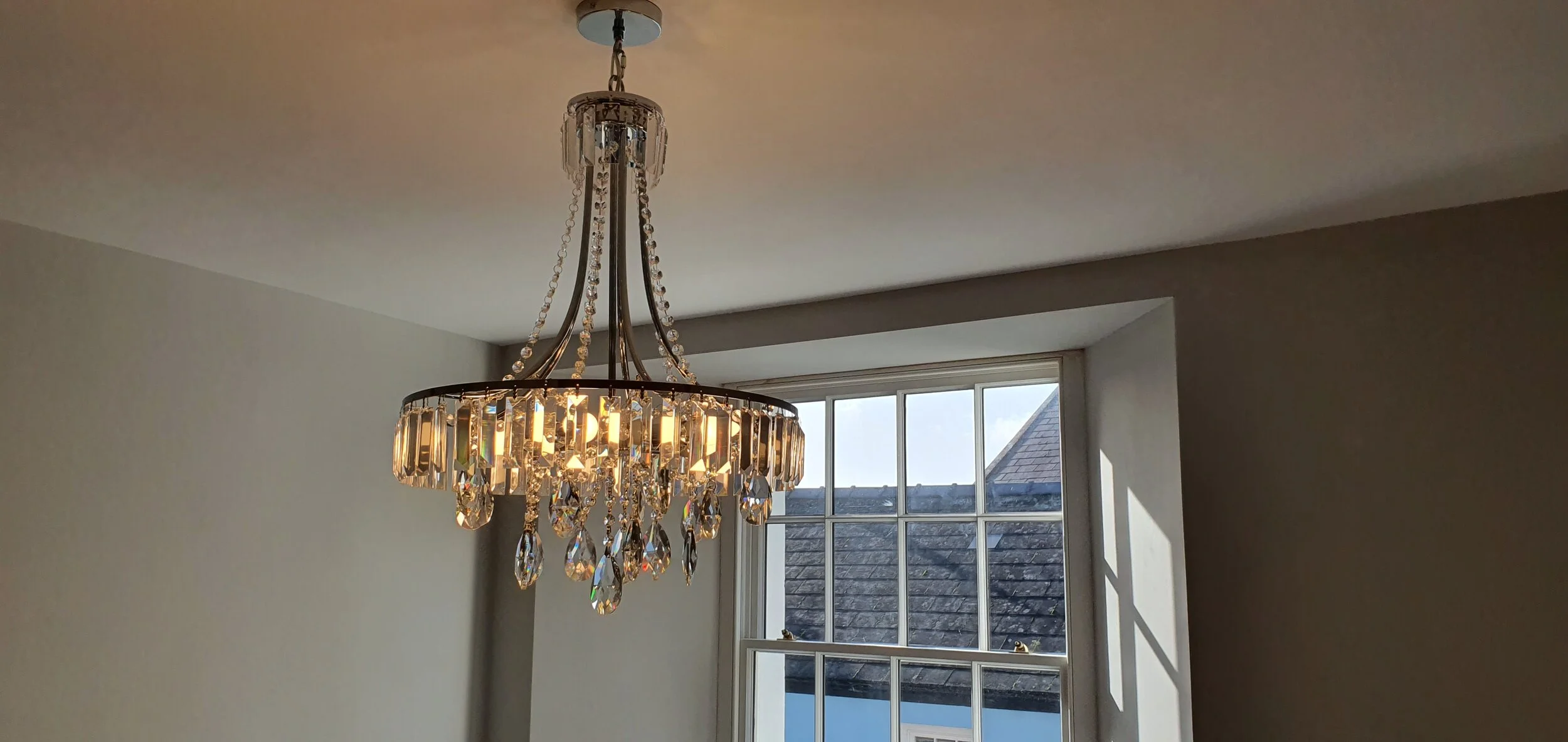 Chandelier in a holiday let in Tenby