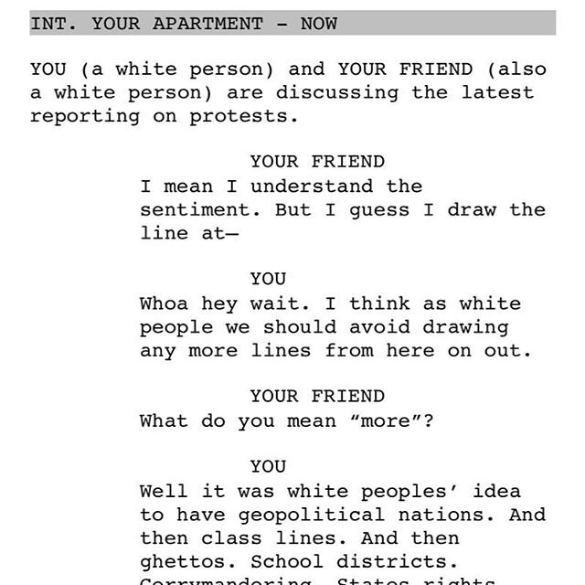 No assignment today, just an observation:
.
White people are obsessed with lines.
.
Anyone else notice this?
.
Not only lines drawn, but lines waited in, party lines, above-the-line stories, property lines, the list goes on forever.
.
Lines of any an