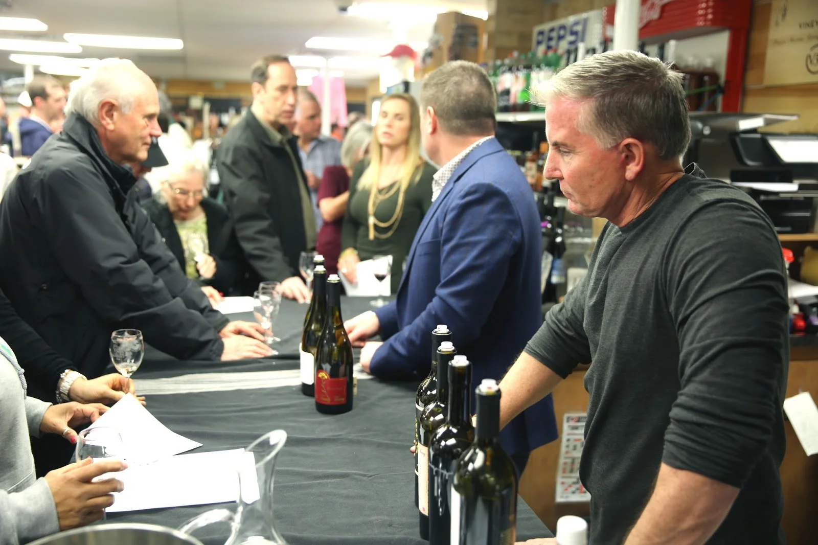 Steve Reynolds, right, of Reynolds Family Winery at Taylor's Wine Shop in Raleigh.