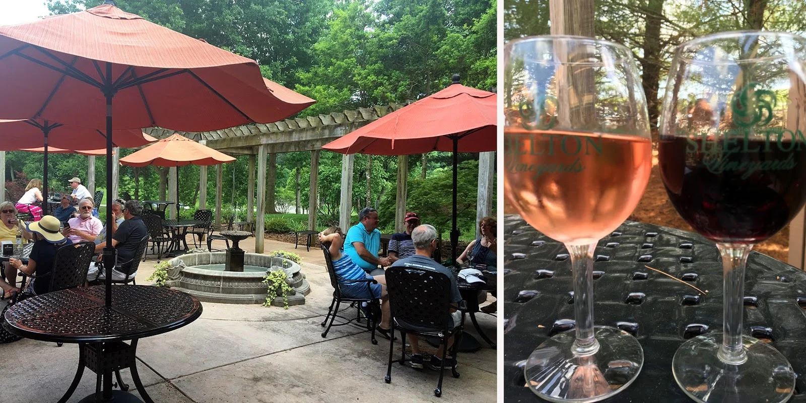 We took a break on the Shelton patio to enjoy a glass of wine each before dinner.
