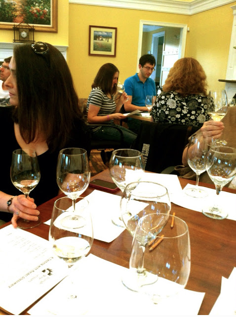 Enjoying the tasting at the Bedford Wine Club