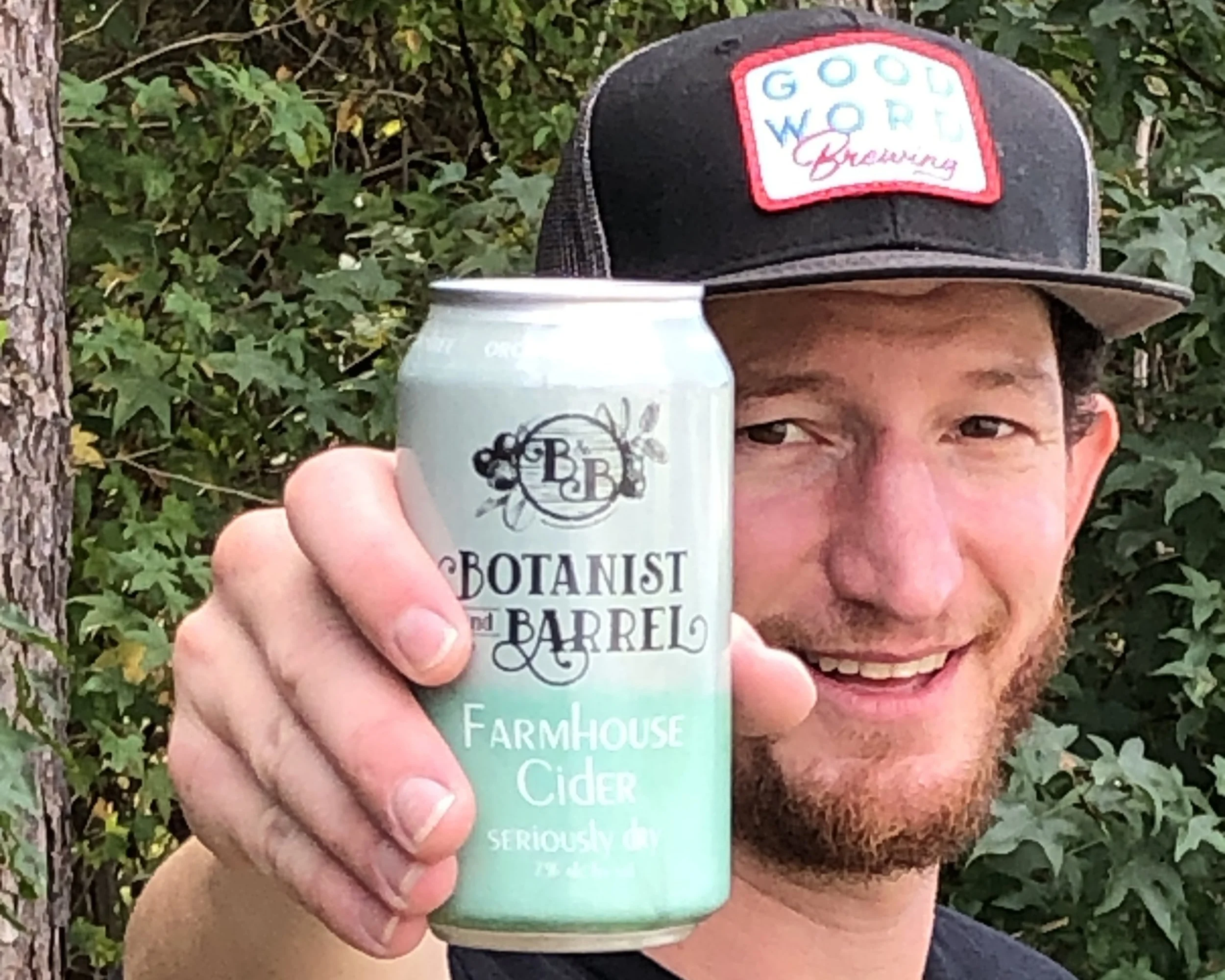 Botanist & Barrel’s co-founder Lyndon Smith with a can of Farmhouse Cider Seriously Dry