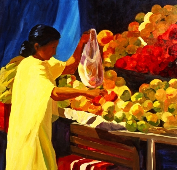 Morning Market: Dharamsala, 42x42, 2006