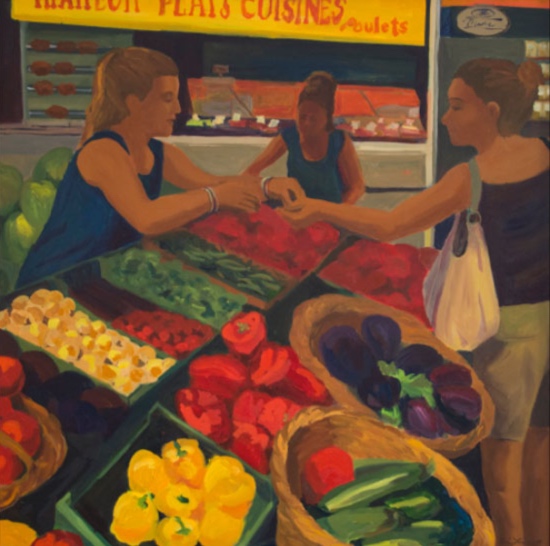 Morning Market St. Jean de Luz, 42x42, 2014