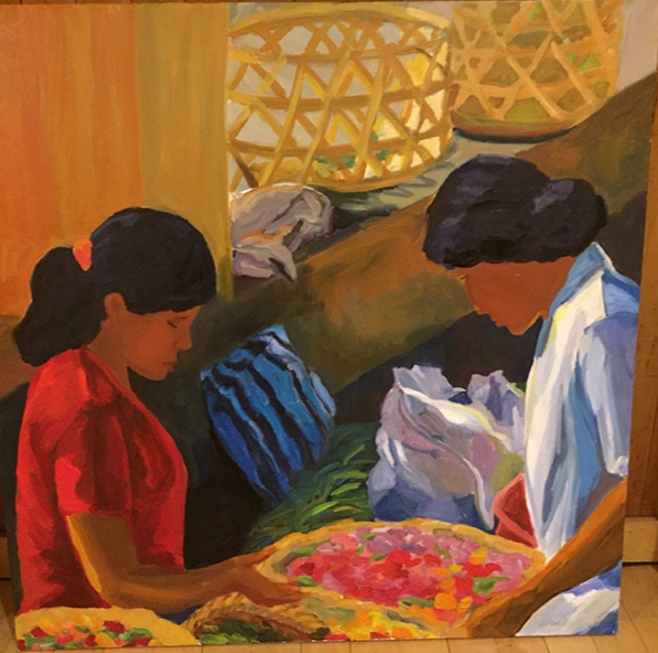 Morning Market, Udaipur XV, 42x42, oil on canvas 2017