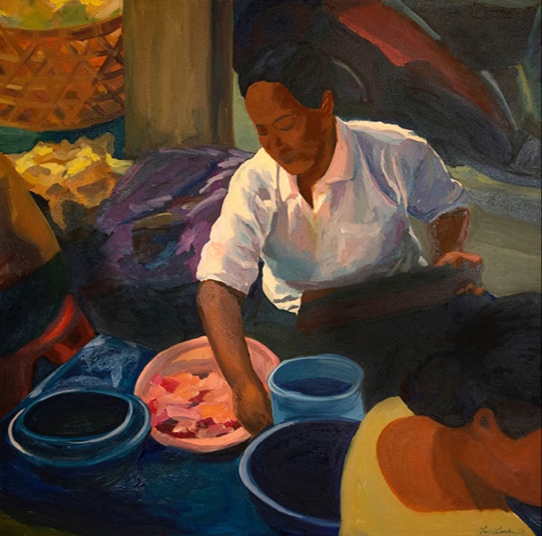 Morning Market, Ubud XVIII, 42x42, oil on canvas 2014